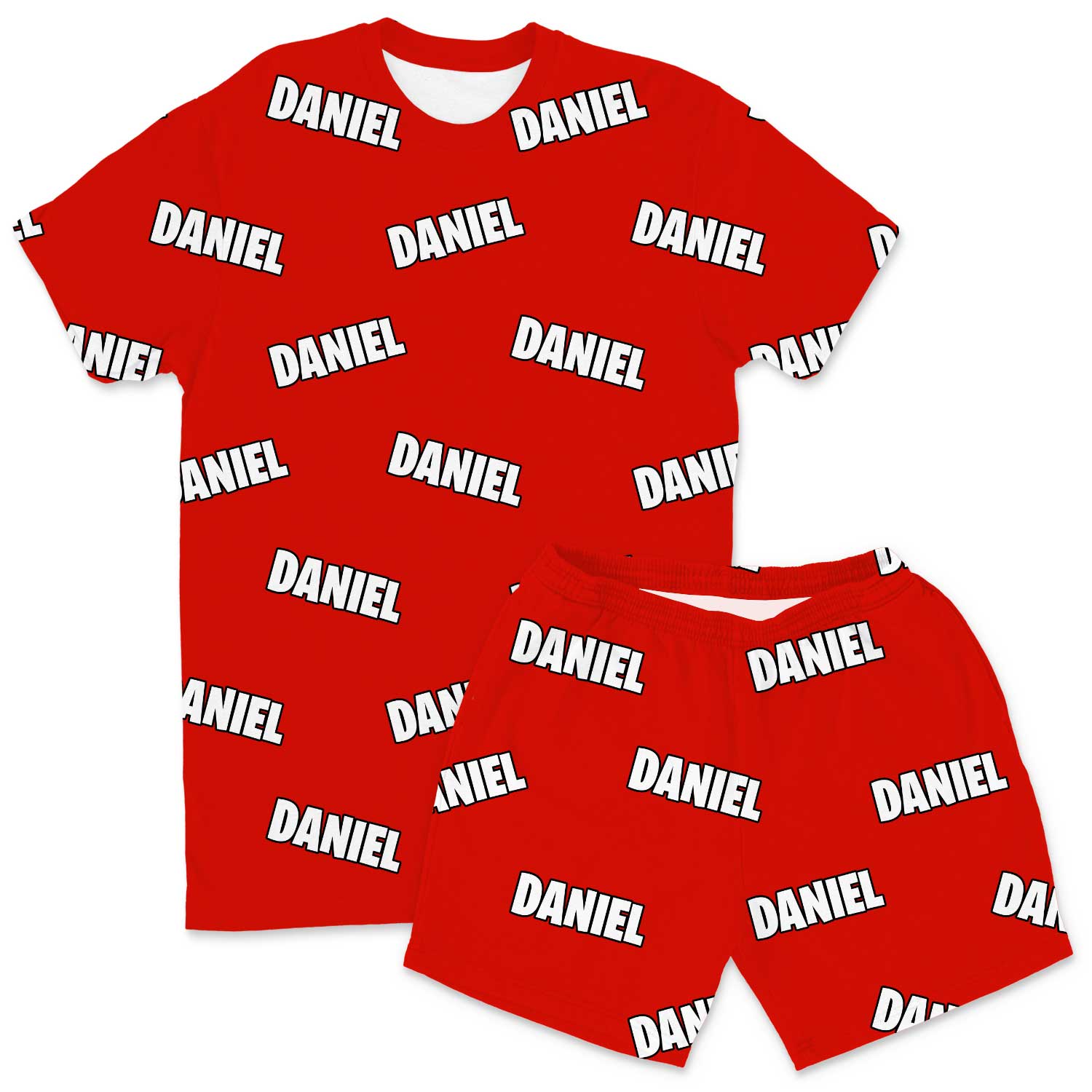 Your Name All Over Men's Personalised PJs - Shorts Set