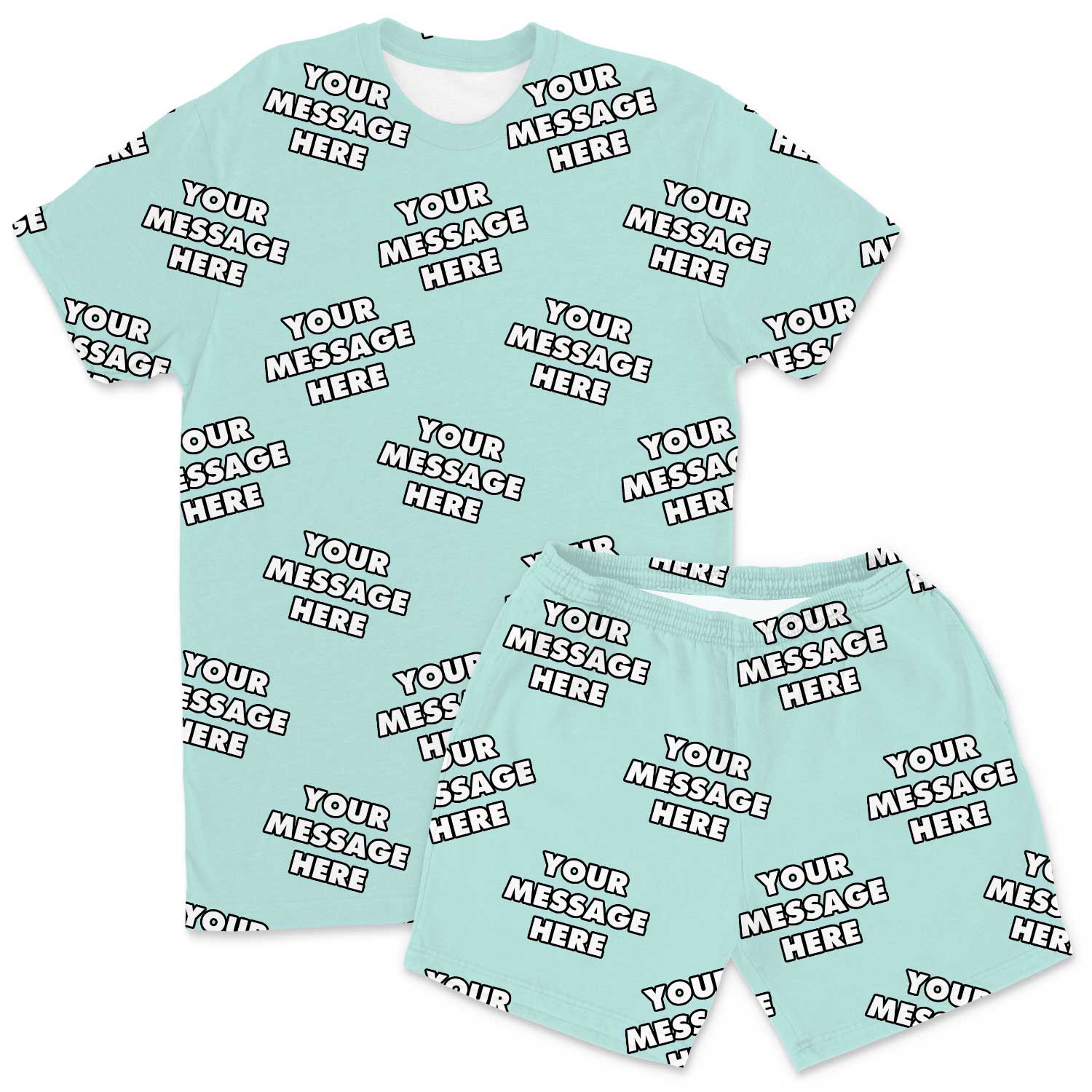 Your Message All Over Men's Personalised PJs - Shorts Set