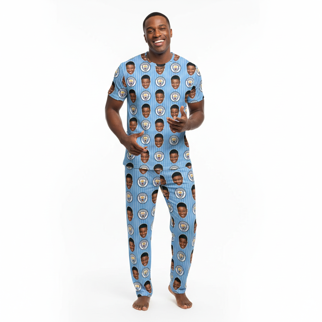 Man City Men's Personalised Pyjamas - Trouser Set