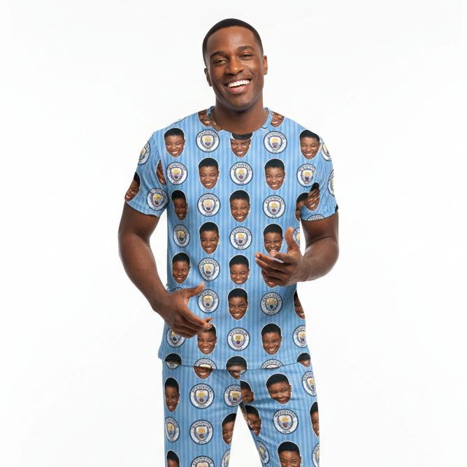 Man City Men's Personalised Pyjamas - Trouser Set