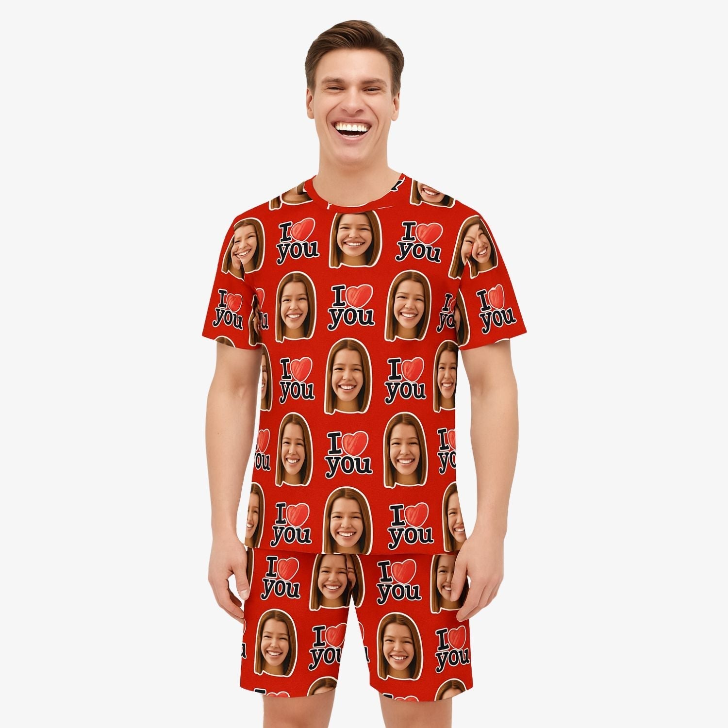 Men's I Heart You Personalised PJs - Shorts Set