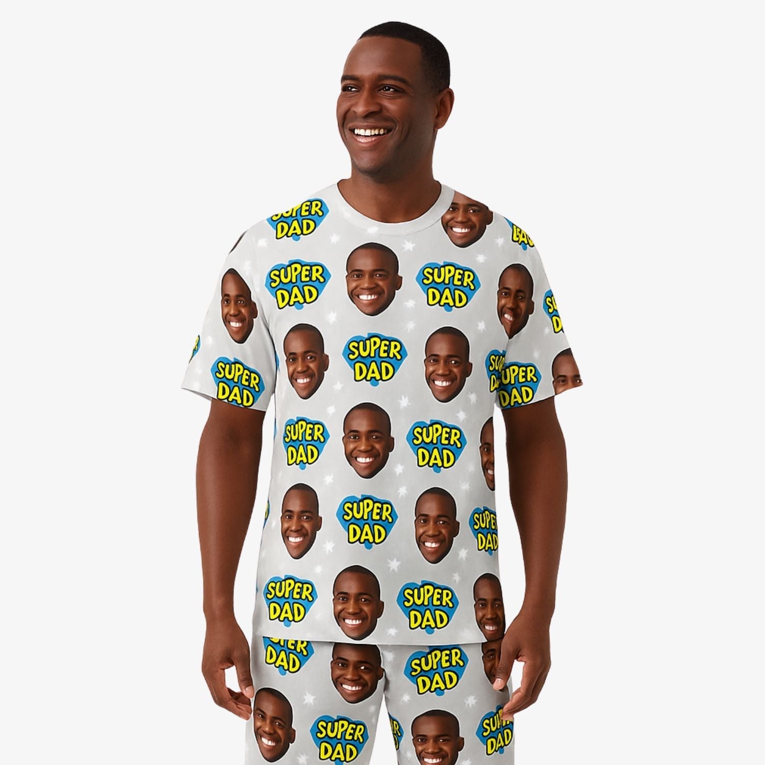 Men's Super Dad Personalised PJs - Shorts Set