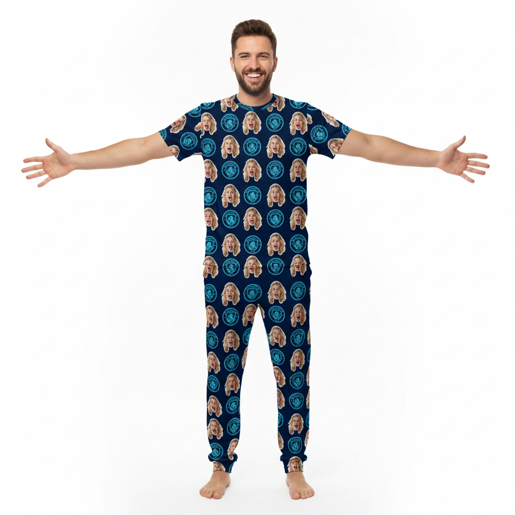Navy Man City Men's Personalised Pyjamas - Trouser Set