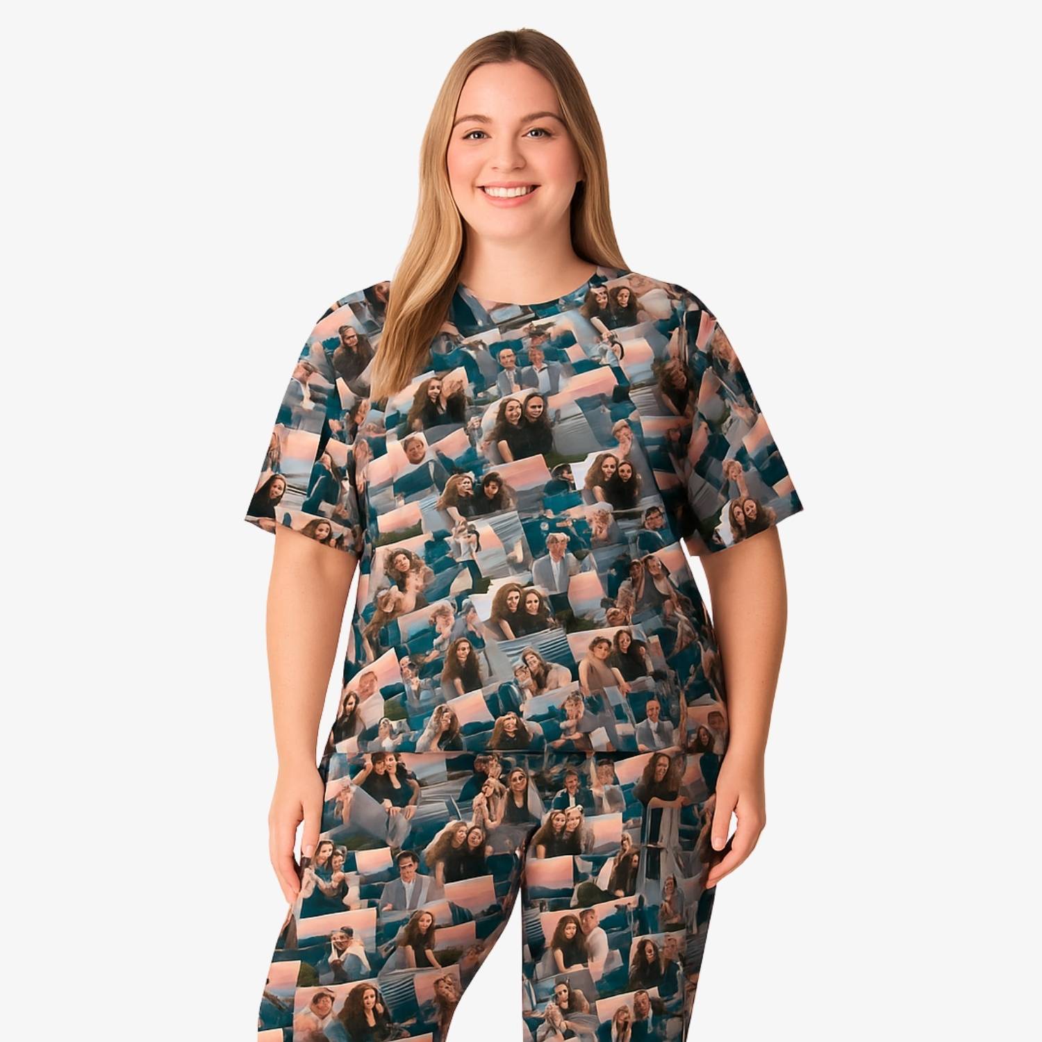 Women's Overlap Photo Collage Pyjamas Trouser Set