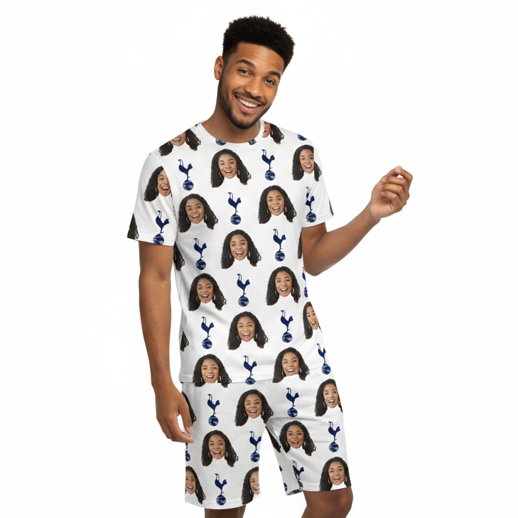Personalised Men's Pyjamas - Spurs White Men's PJ Shorts Set
