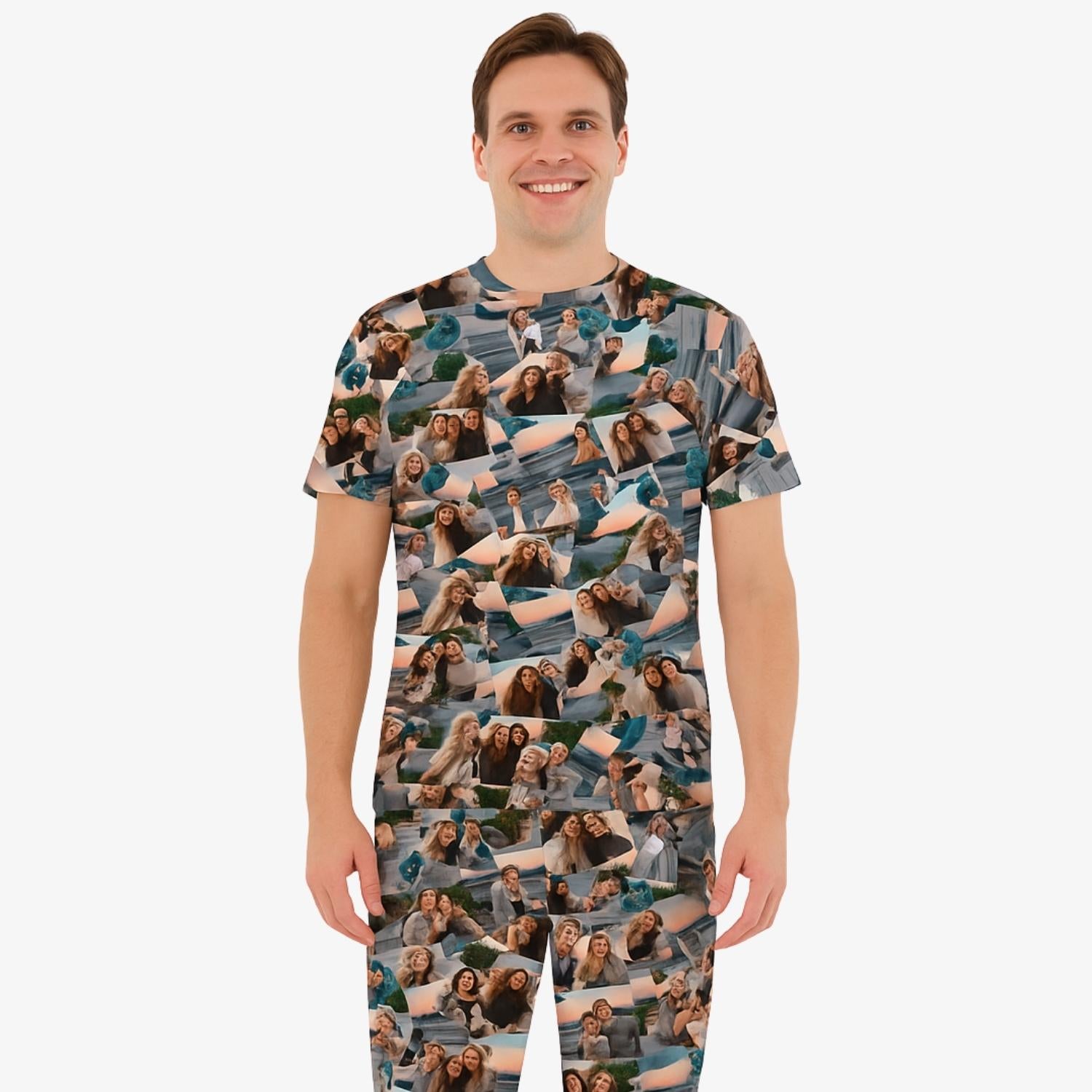 Overlap Photo Collage Men's PJ Trousers Set
