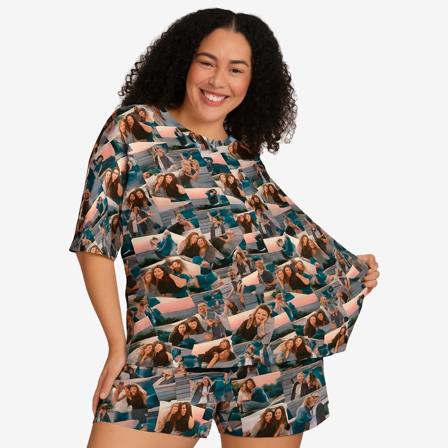 Women's Overlap Photo Collage PJs Personalised Shorts Set