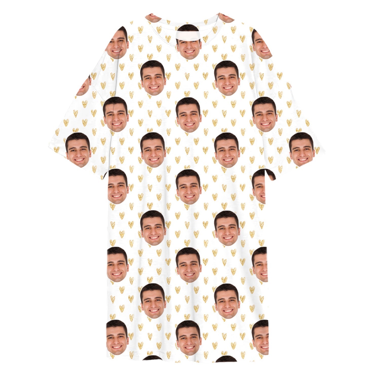 Gold Hearts Custom Face Sleep Tee