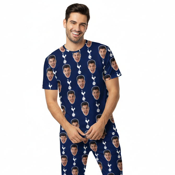 Spurs Navy Men's Personalised Pyjamas - Trouser Set