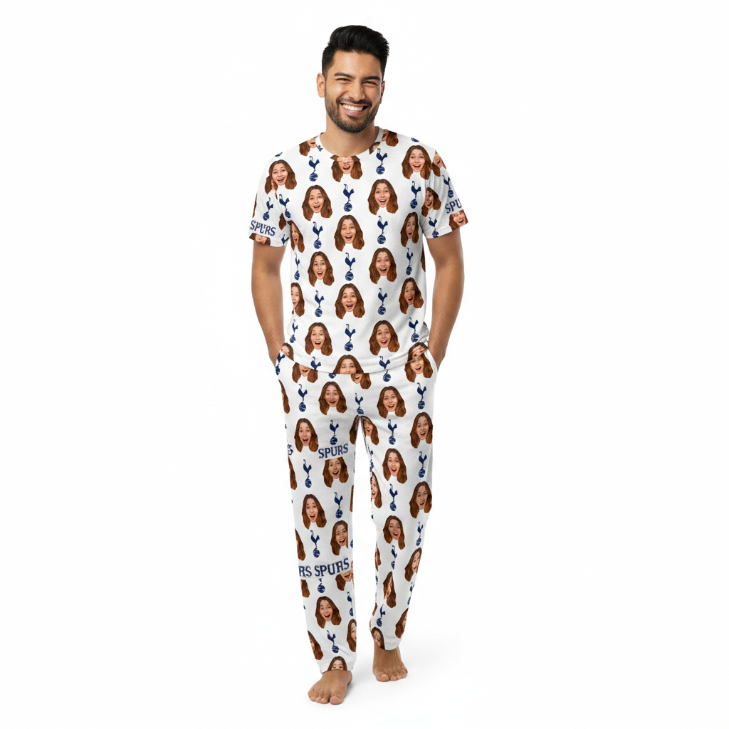Spurs White Men's Personalised Pyjamas - Trouser Set