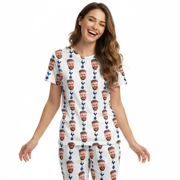 Spurs White Personalised Women's Pyjamas - Trouser Set
