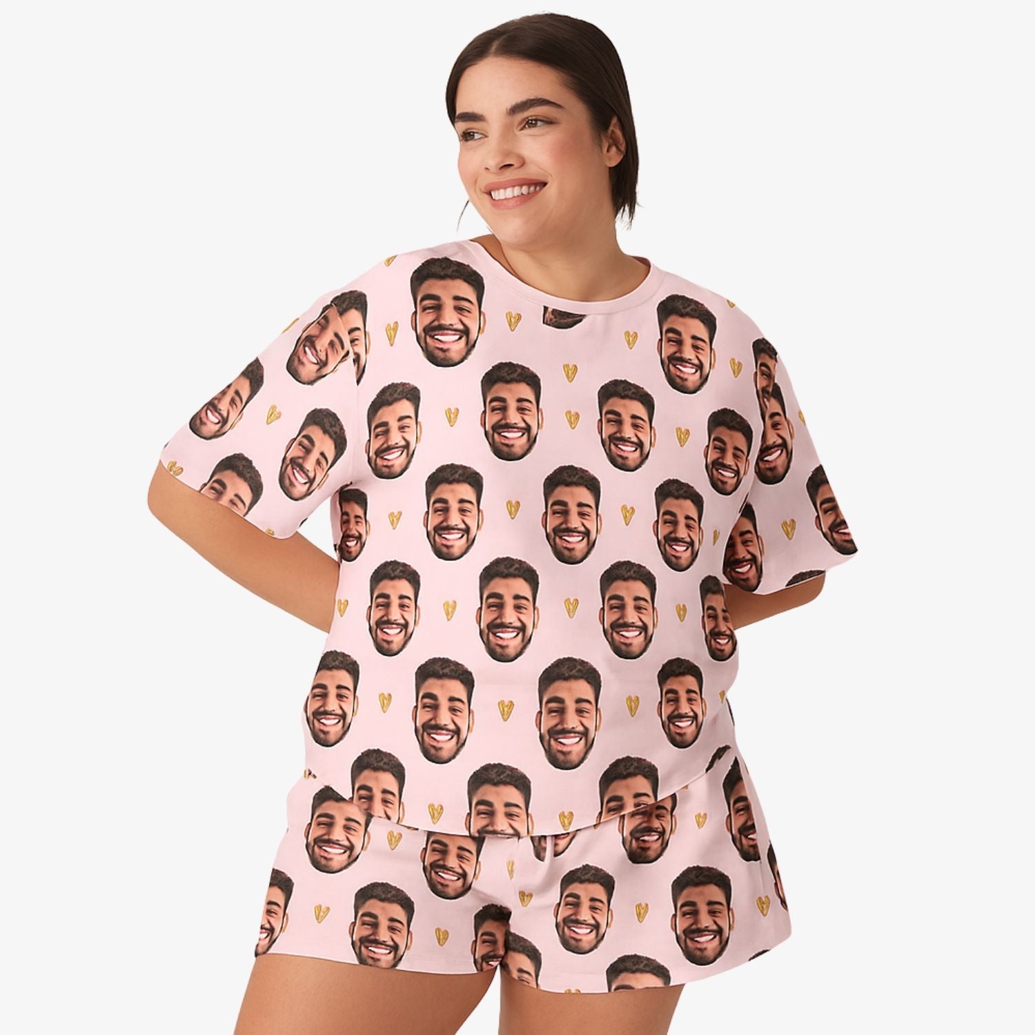 Women's Gold Hearts Personalised PJs - Shorts Set