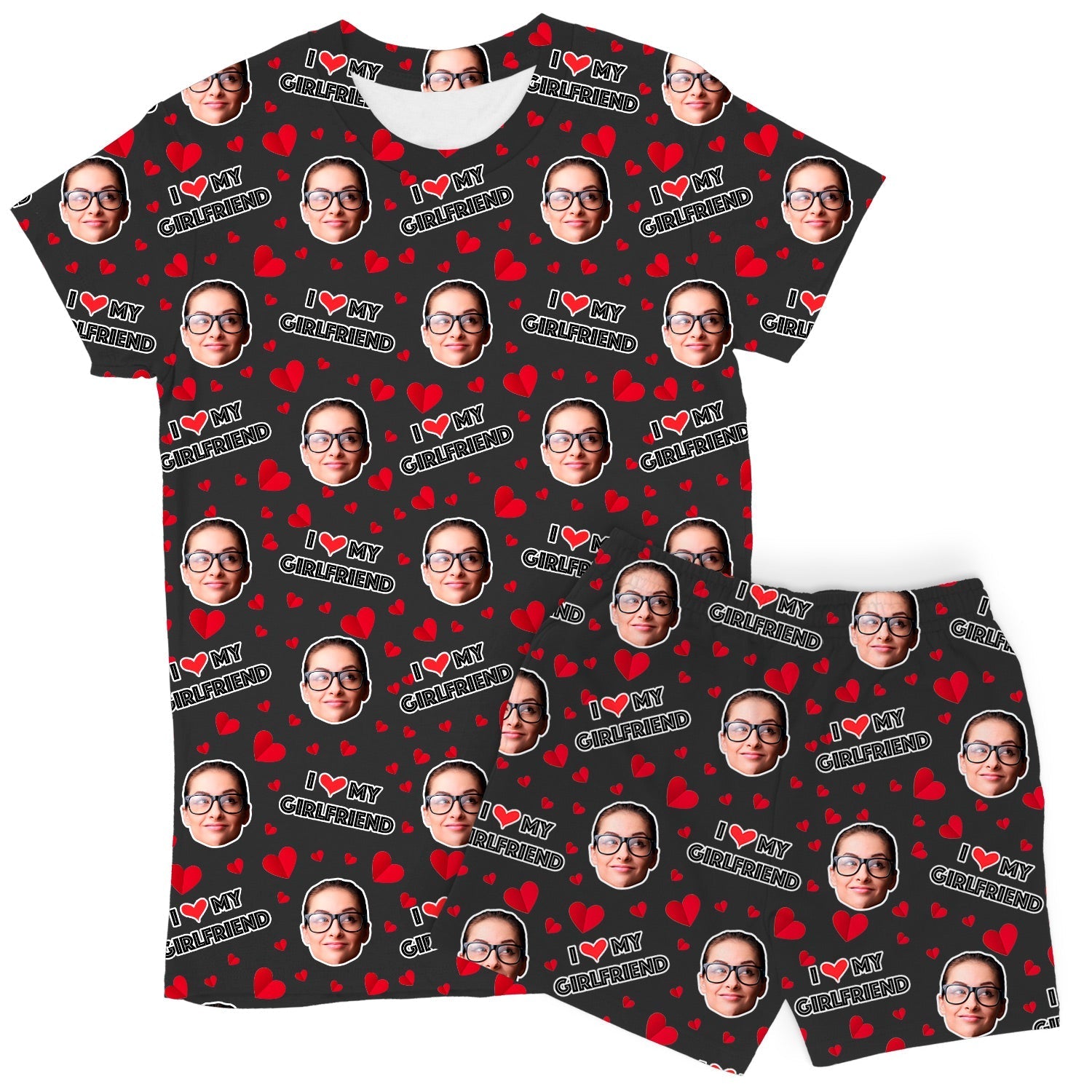 I Love My Girlfriend Custom Women's PJ Shorts Set
