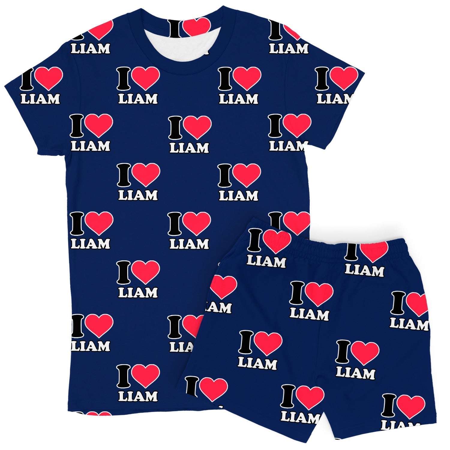 Women's I Heart Name Personalised PJs - Shorts Set