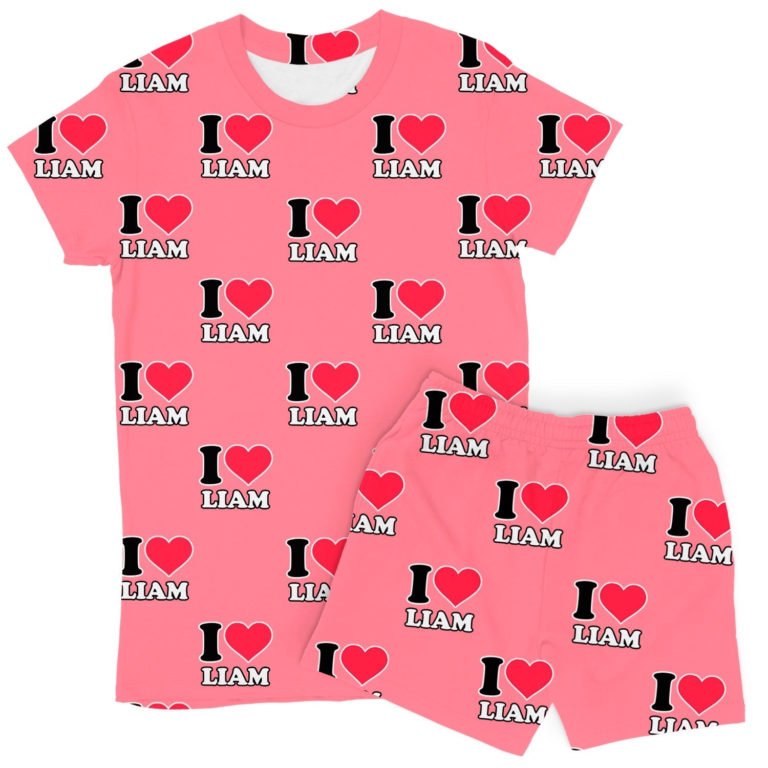 Women's I Heart Name Personalised PJs - Shorts Set