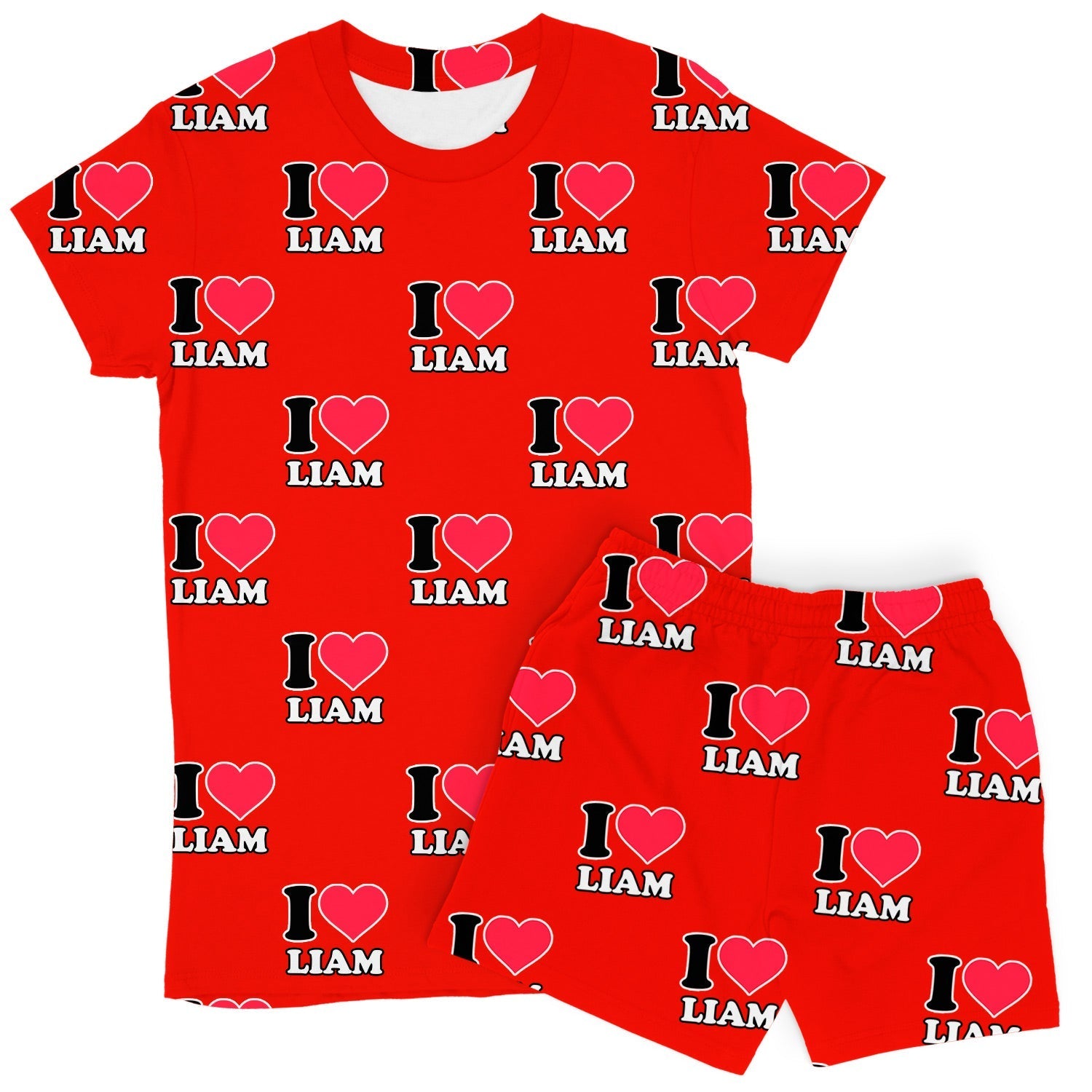 Women's I Heart Name Personalised PJs - Shorts Set