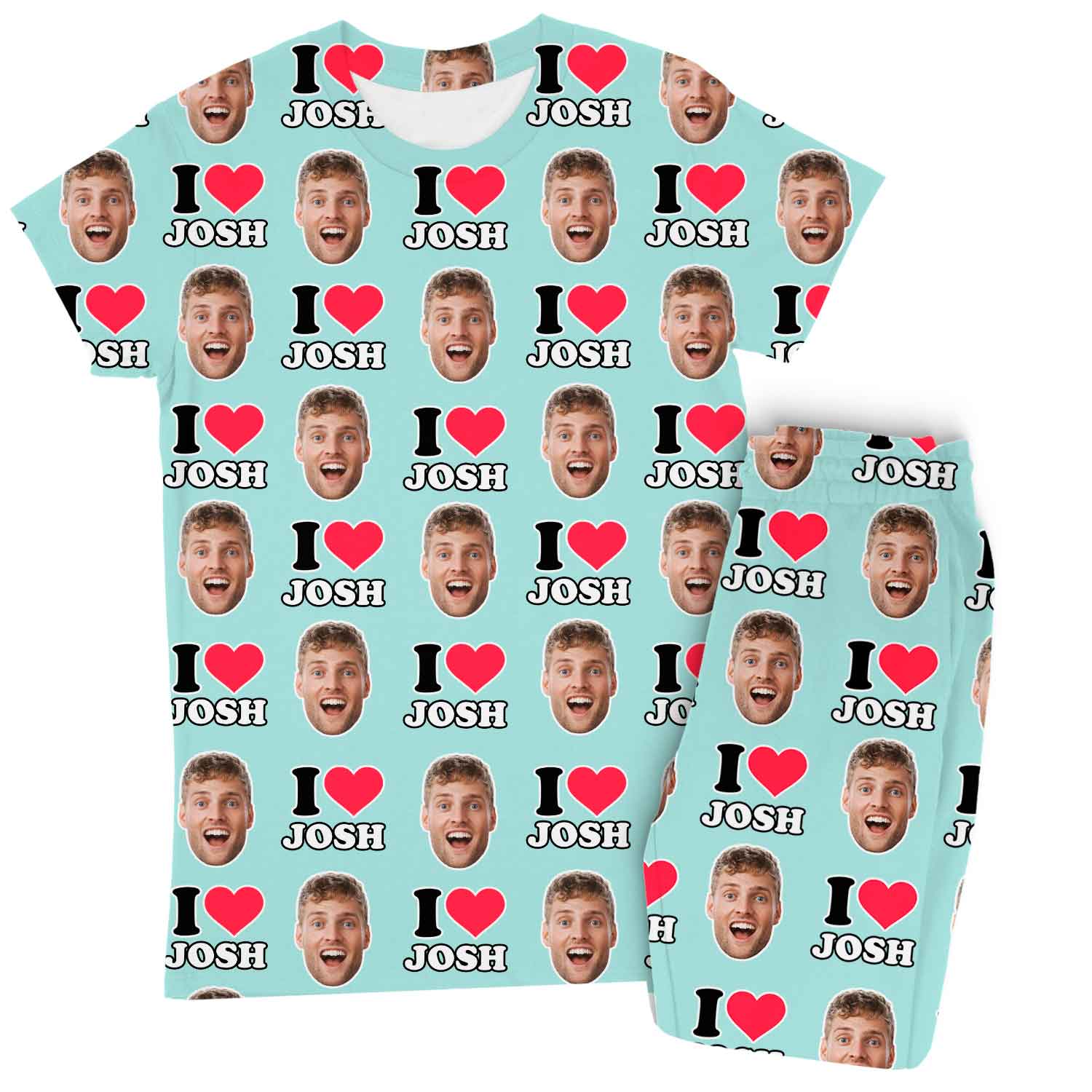 Women's I Heart Name & Face Personalised Pyjamas - Trouser Set