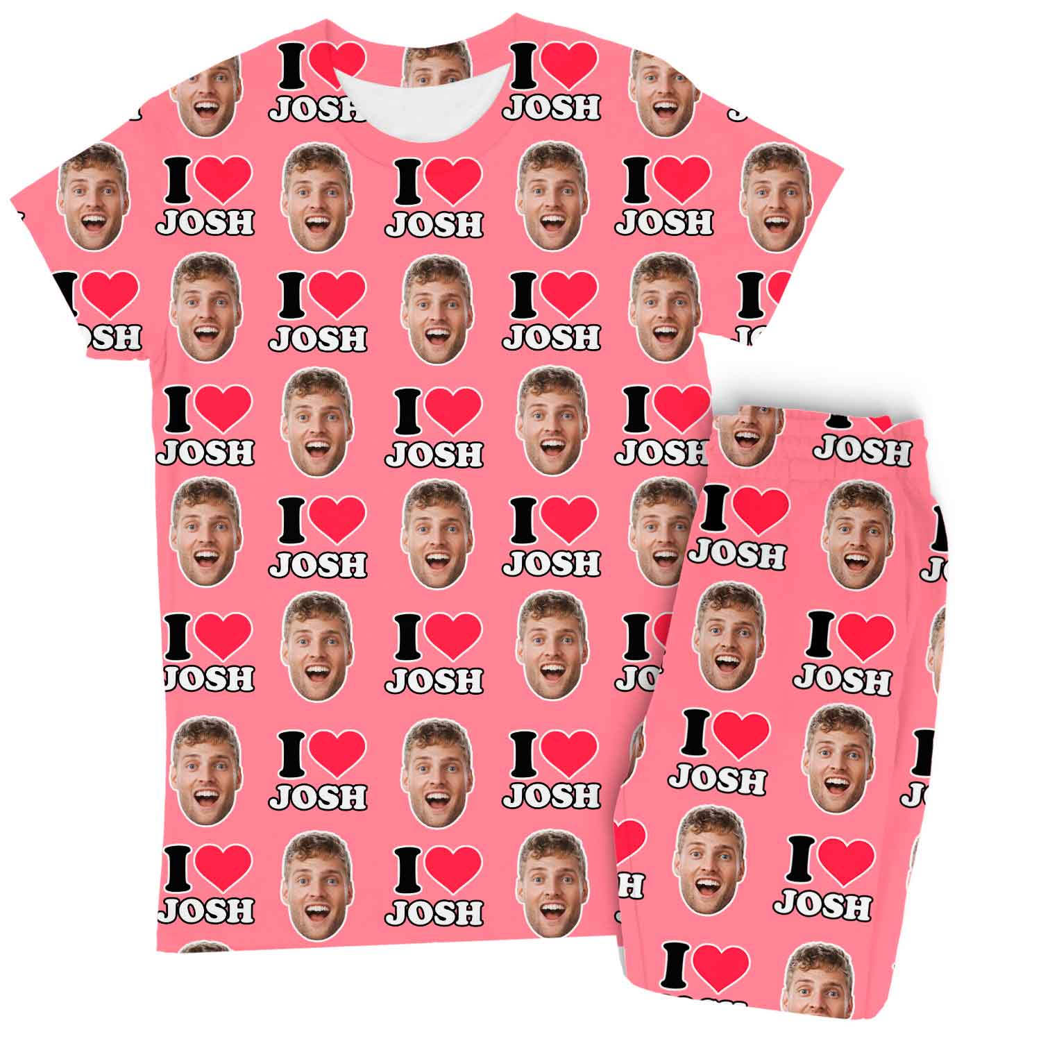 Women's I Heart Name & Face Personalised Pyjamas - Trouser Set