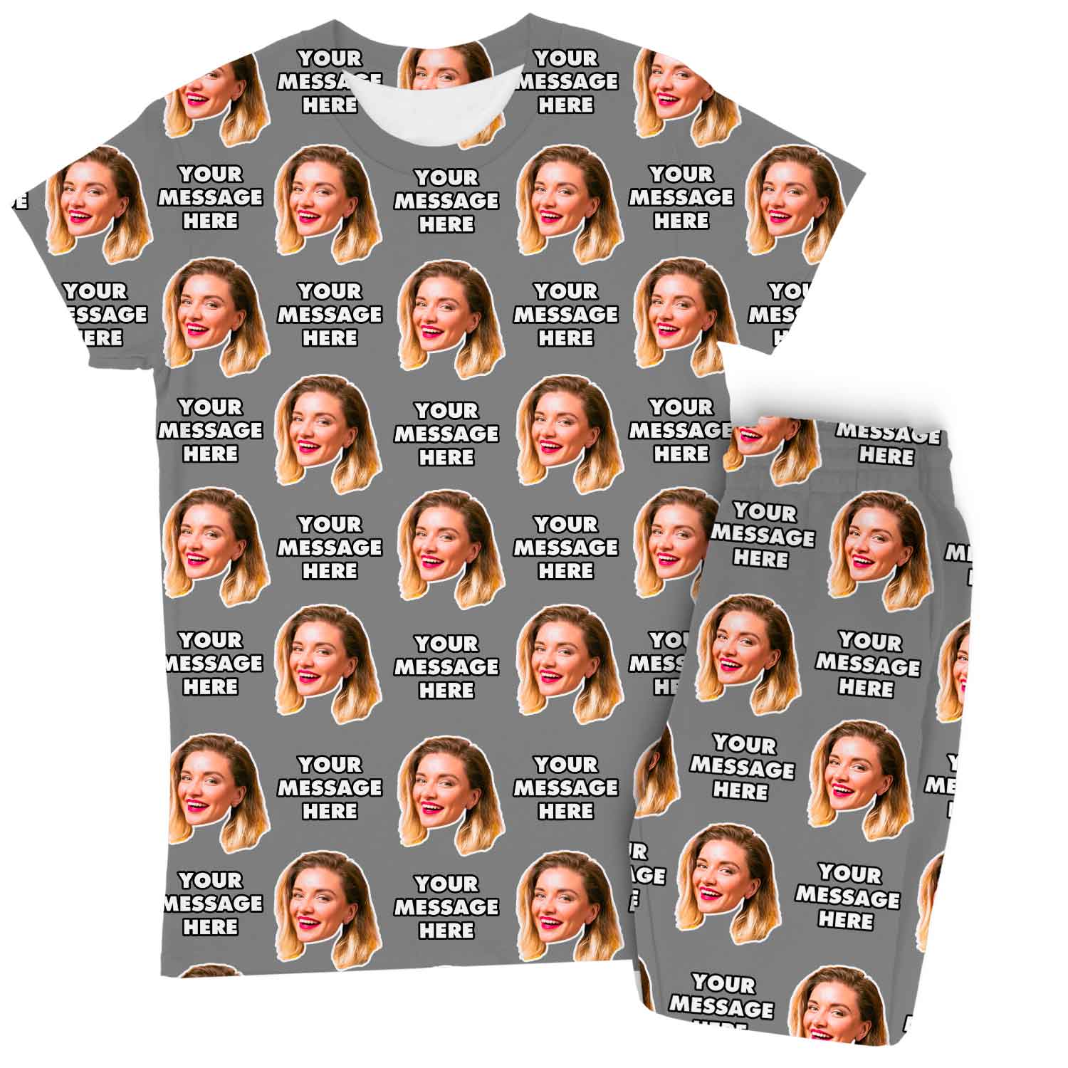 Women's Face & Message Personalised Pyjamas - Trouser Set