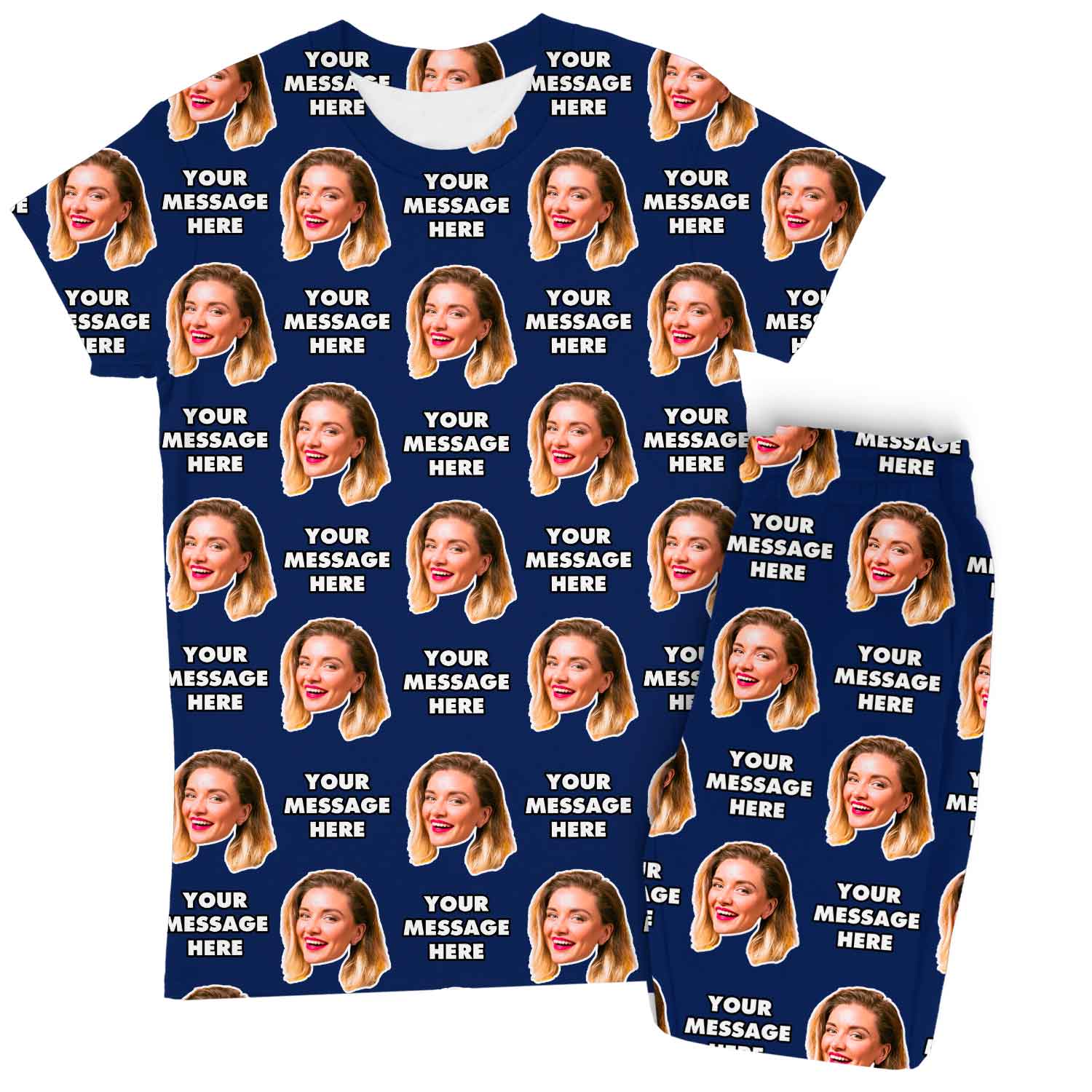 Women's Face & Message Personalised Pyjamas - Trouser Set