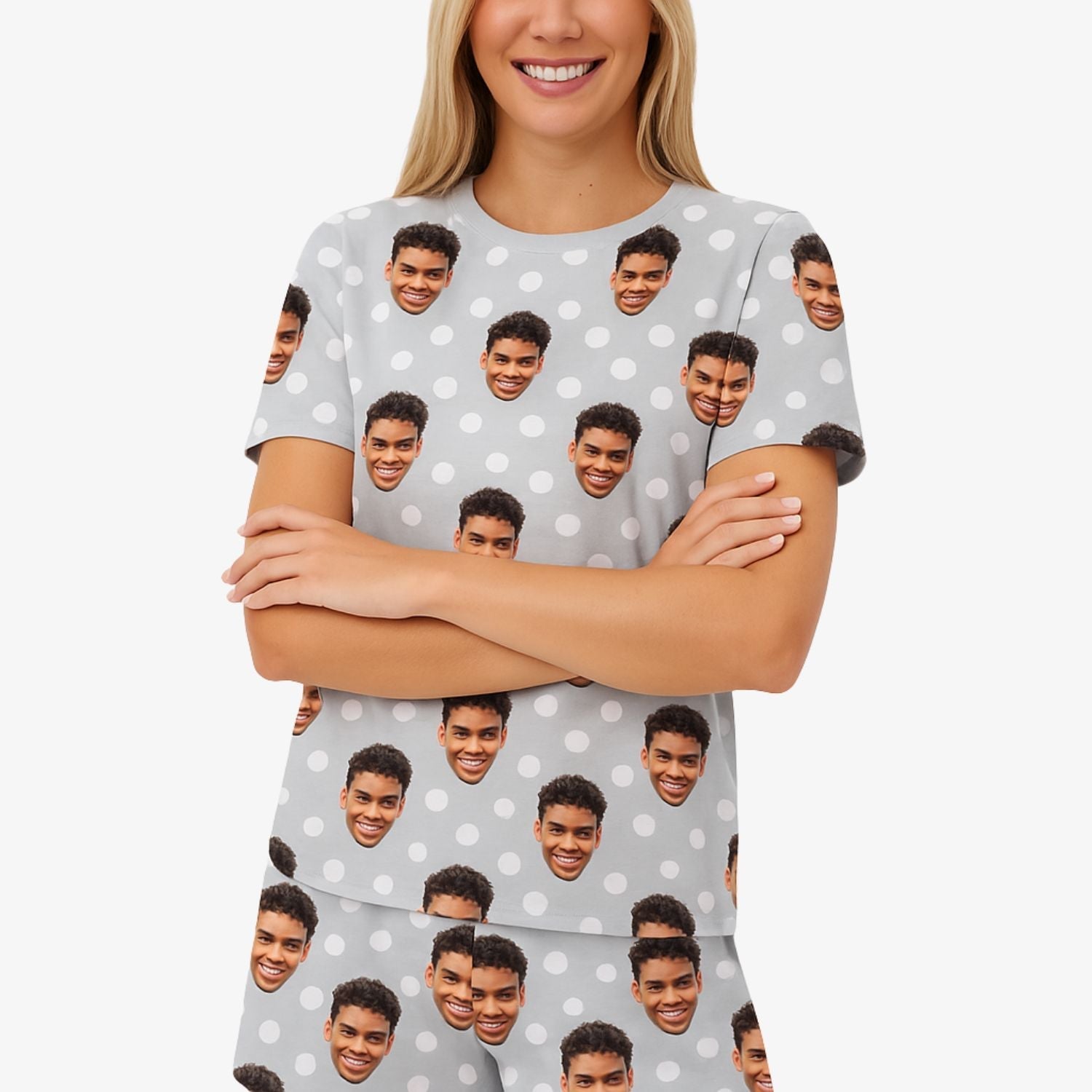 Women's Polka Dot Personalised PJs - Shorts Set