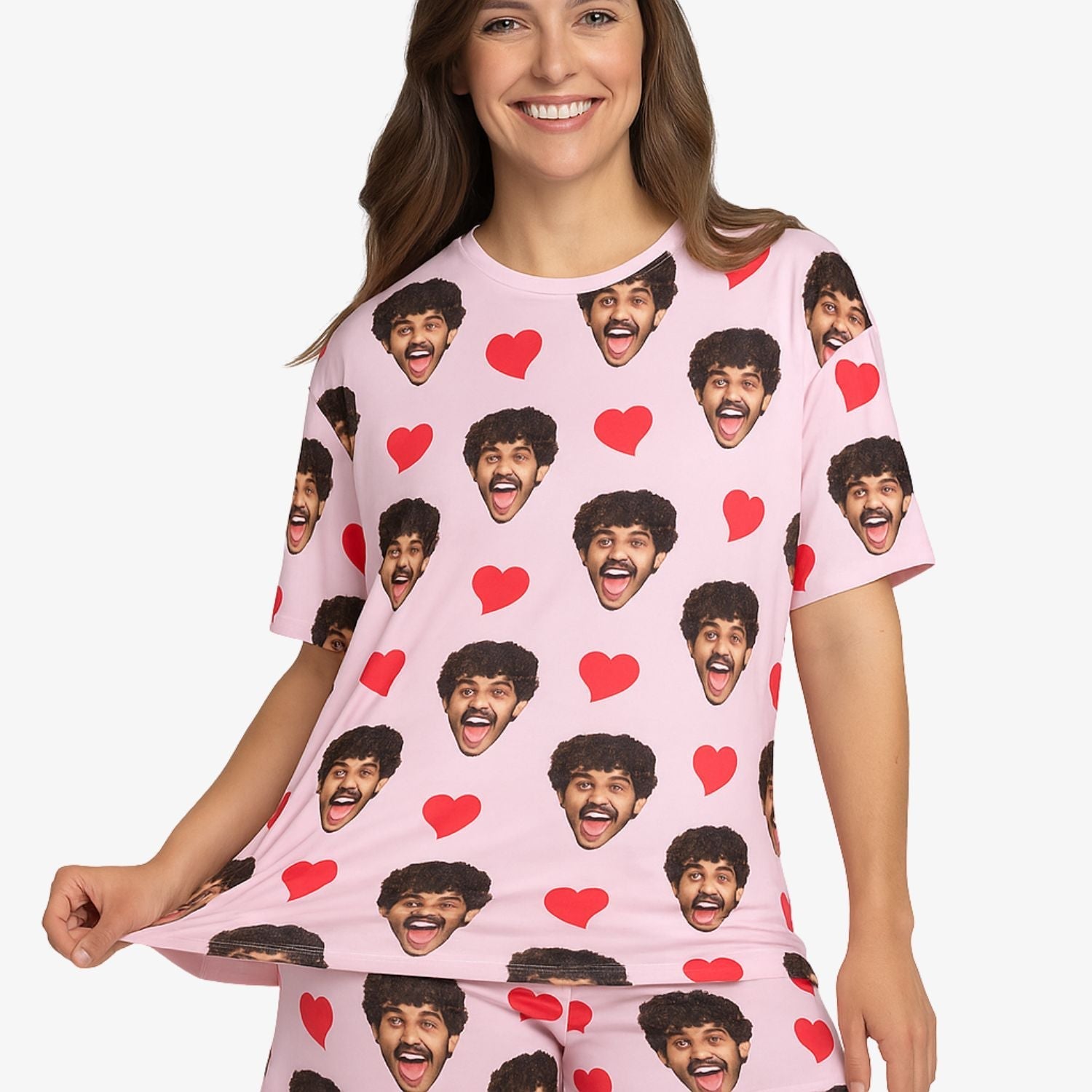 Women's Love Hearts Personalised PJs - Shorts Set