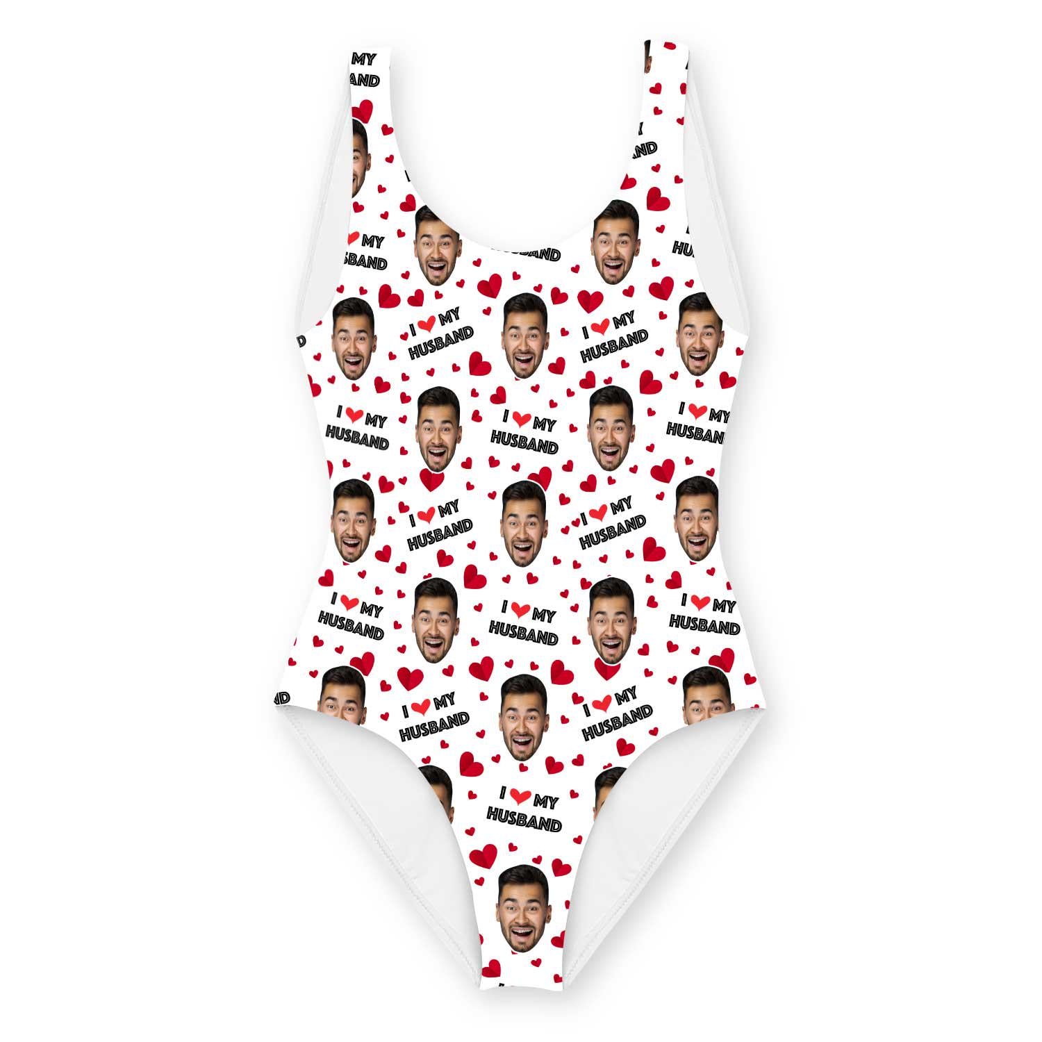 I Love My Husband Swimsuit Personalised With Face
