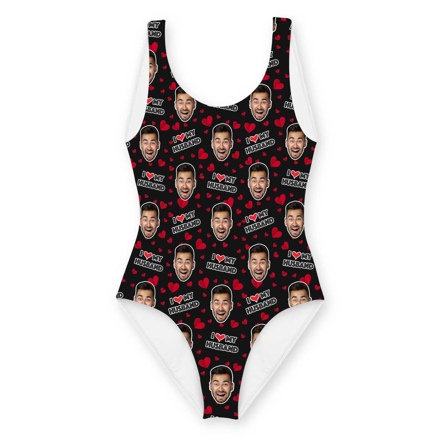 I Love My Husband Swimsuit Personalised With Face