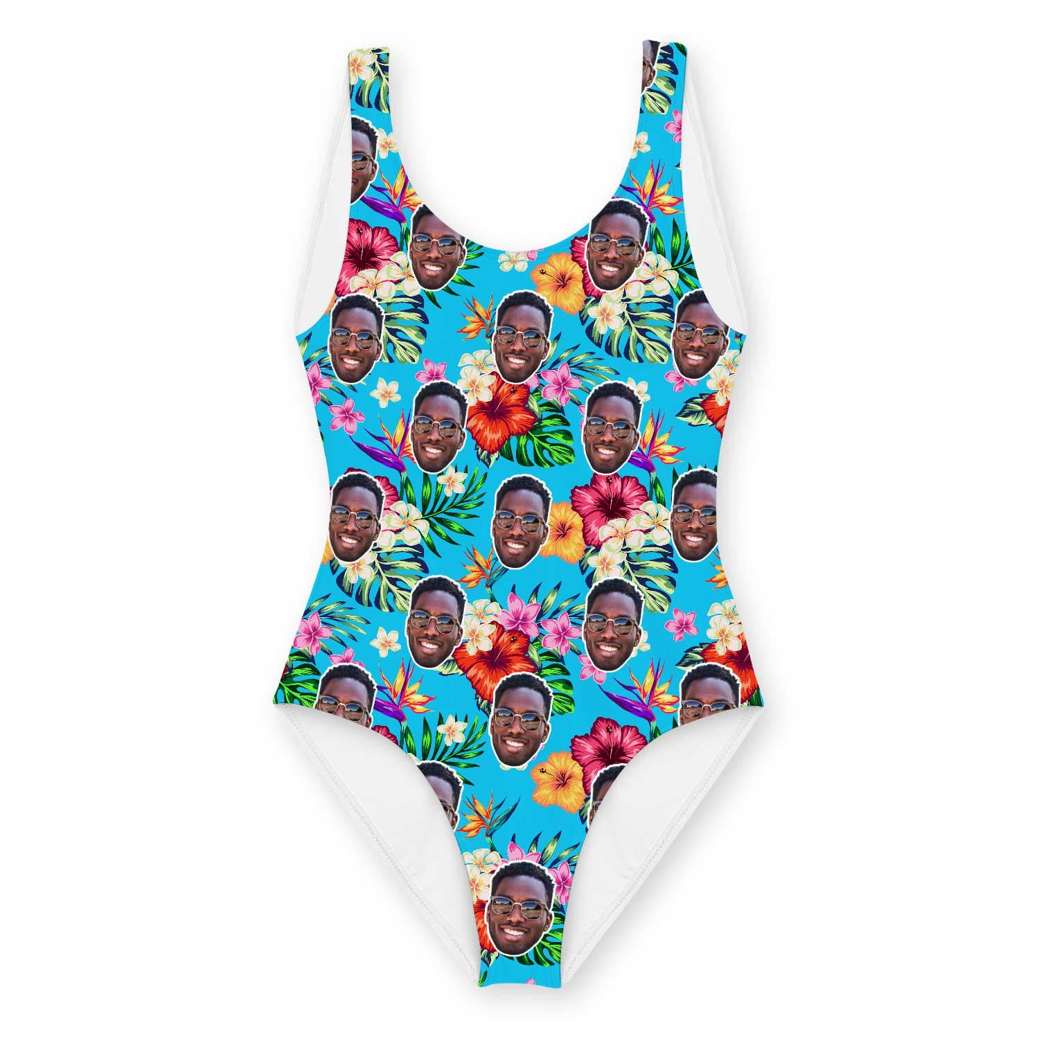 Tropical Floral Hawaiian Swimsuit Personalised With Face