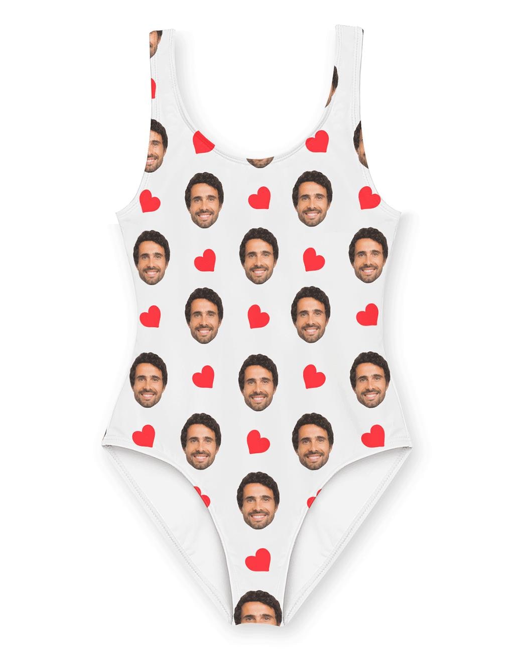 Personalised Red Hearts Swimsuit
