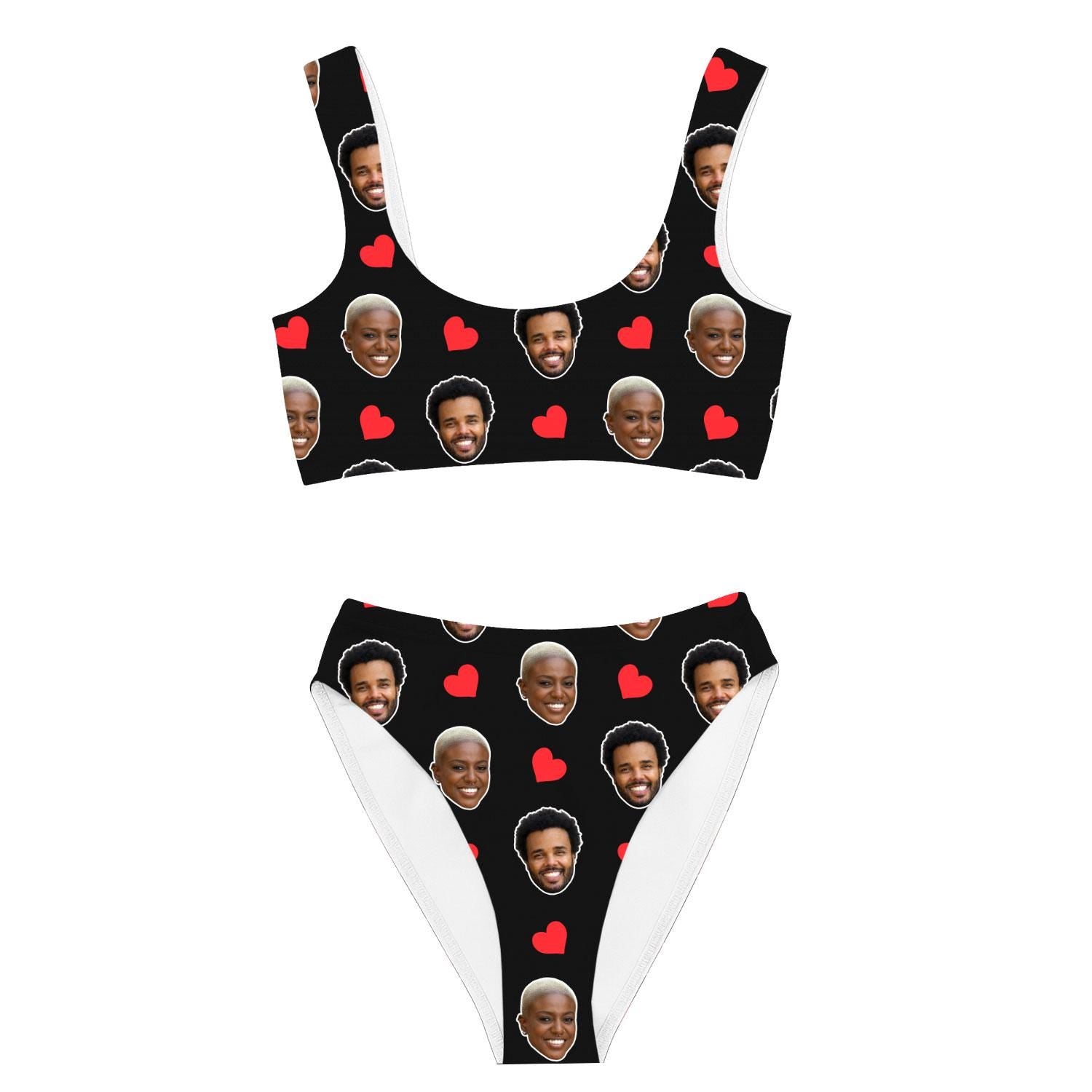 Red Hearts Custom White Bikini Set