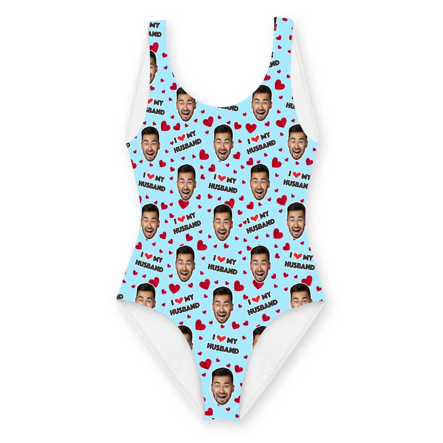 I Love My Husband Swimsuit Personalised With Face