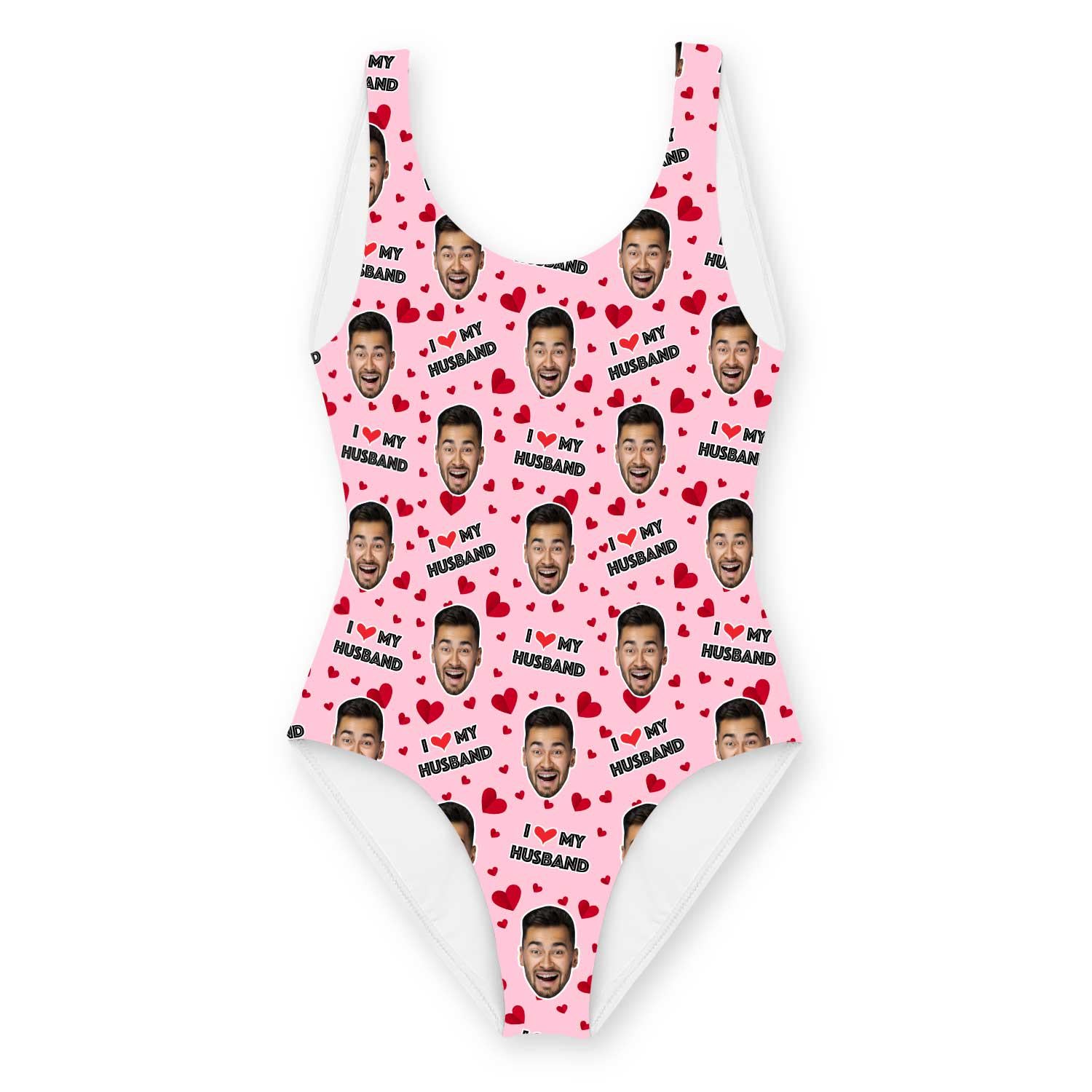 I Love My Husband Swimsuit Personalised With Face