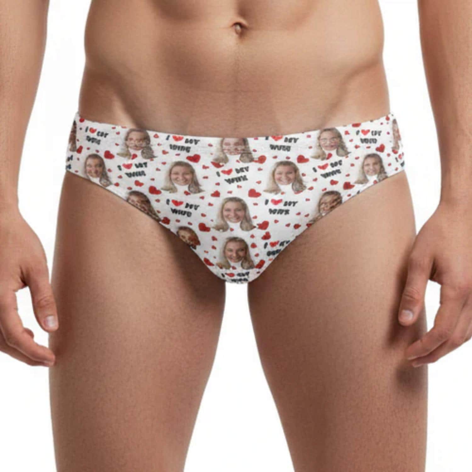 I Love My Wife Personalised Face Swim Trunks