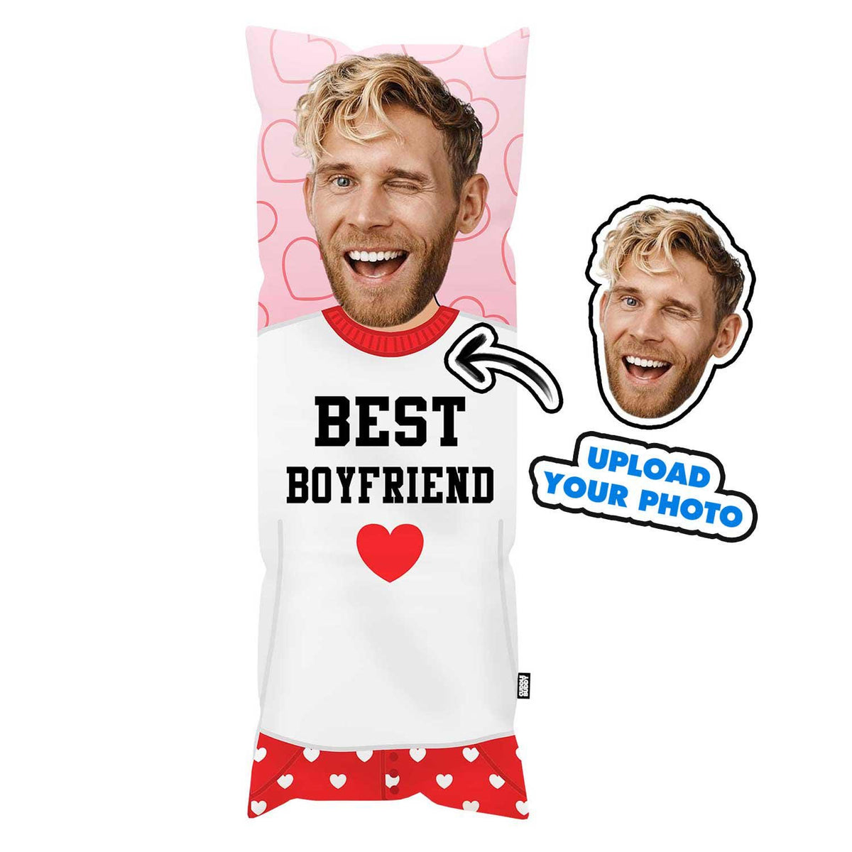 Custom Photo Body Pillow – Personalised Boyfriend Gift (115cm)