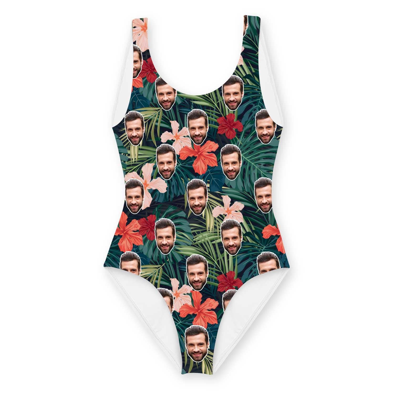 Tropical Forest Floral Swimsuit Personalised With Face