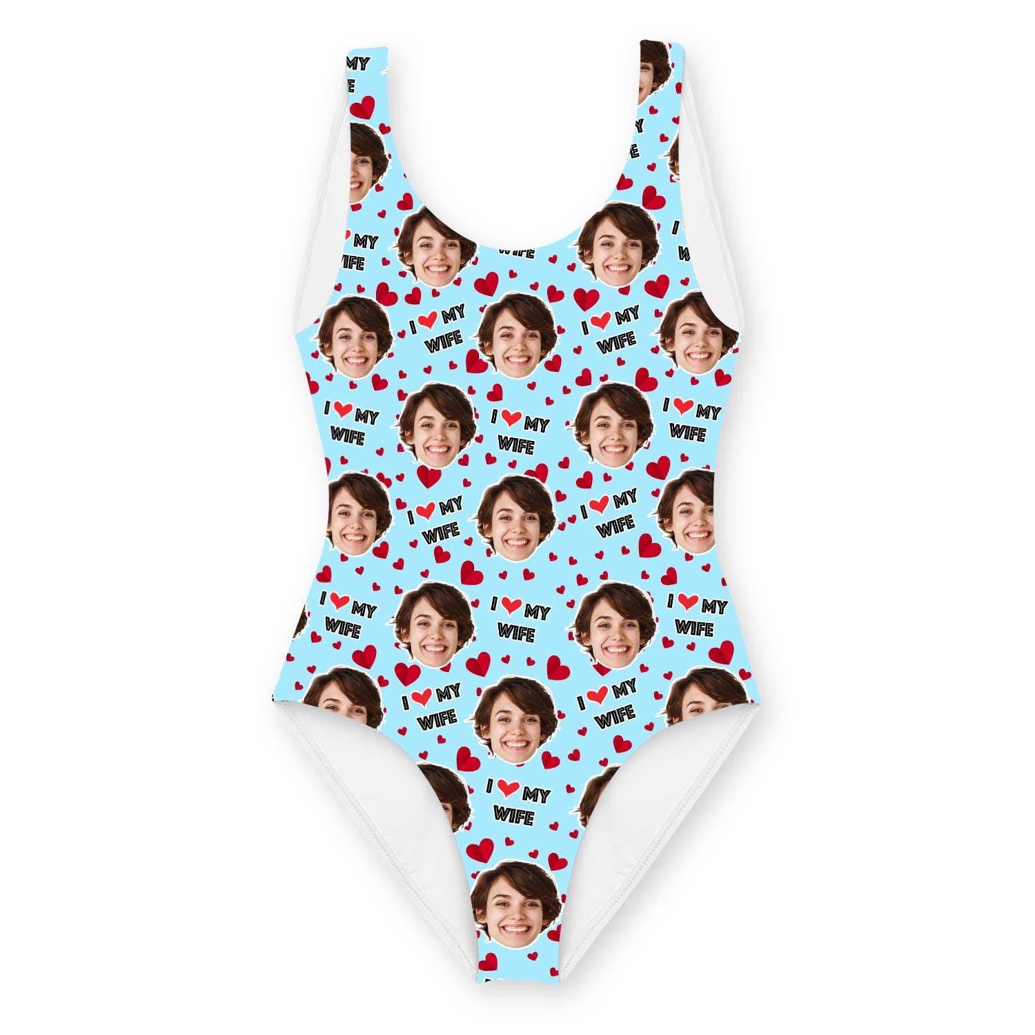 I Love My Wife Swimsuit Personalised With Face