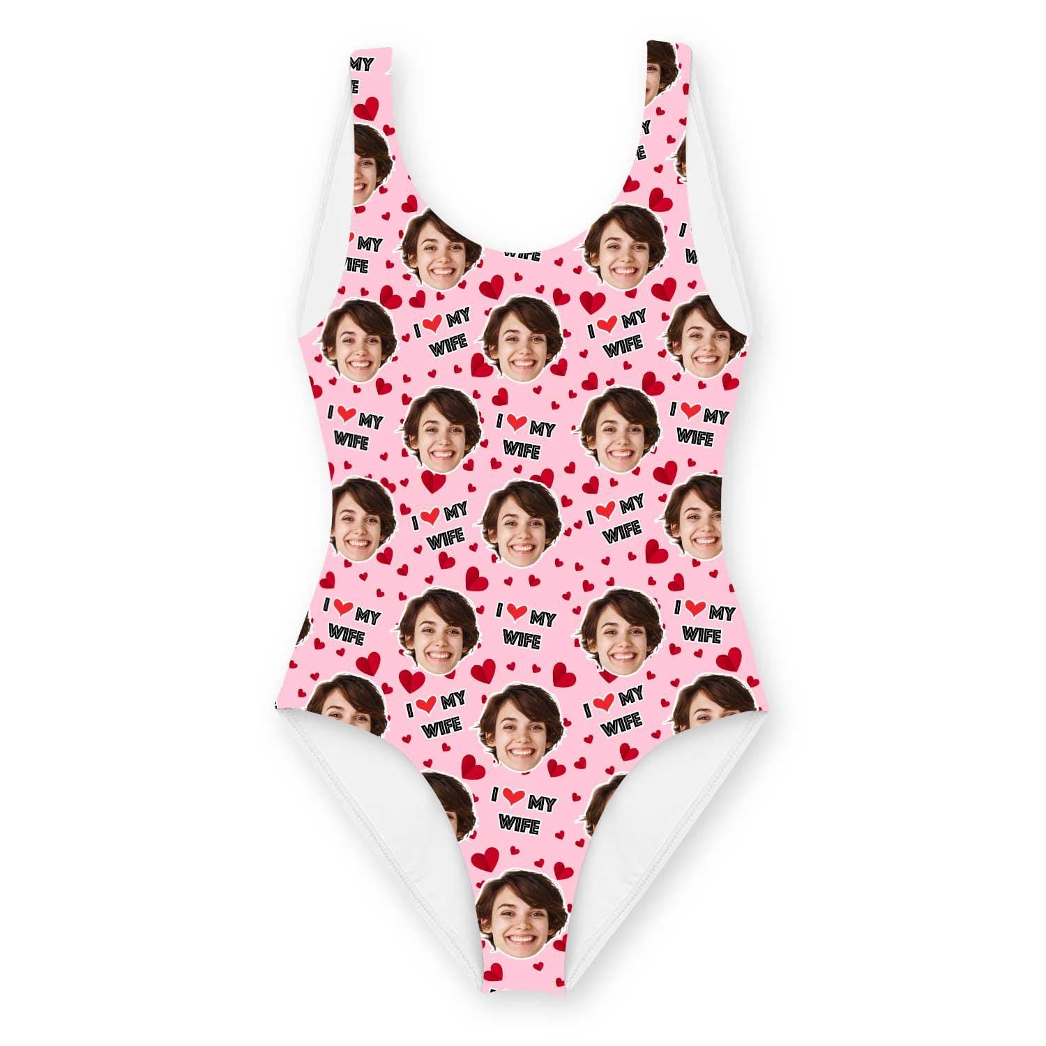 I Love My Wife Swimsuit Personalised With Face