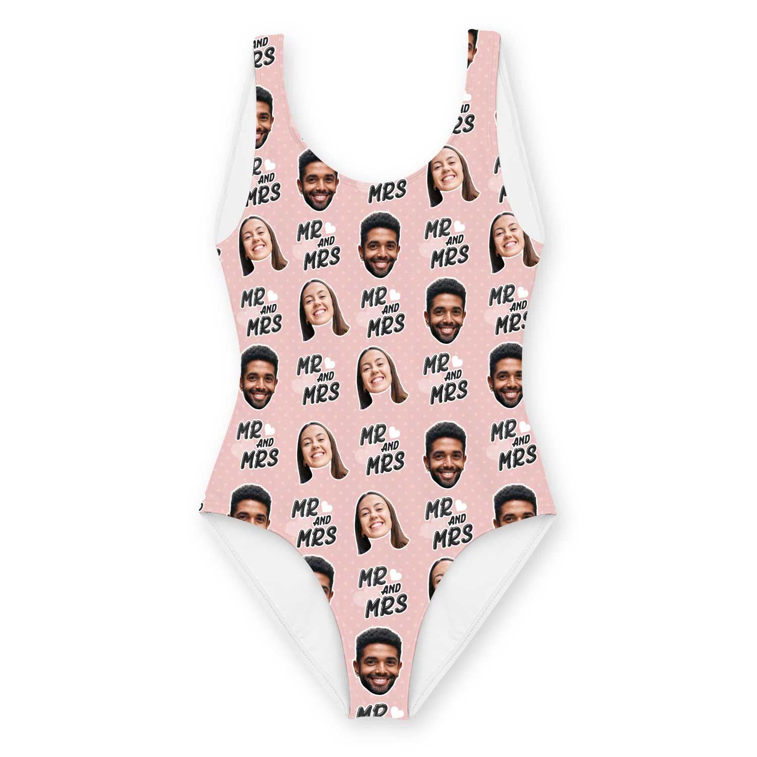 Mr & Mrs Swimsuit Personalised With Faces