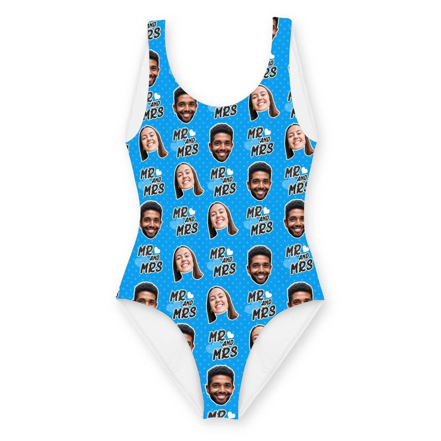 Mr & Mrs Swimsuit Personalised With Faces