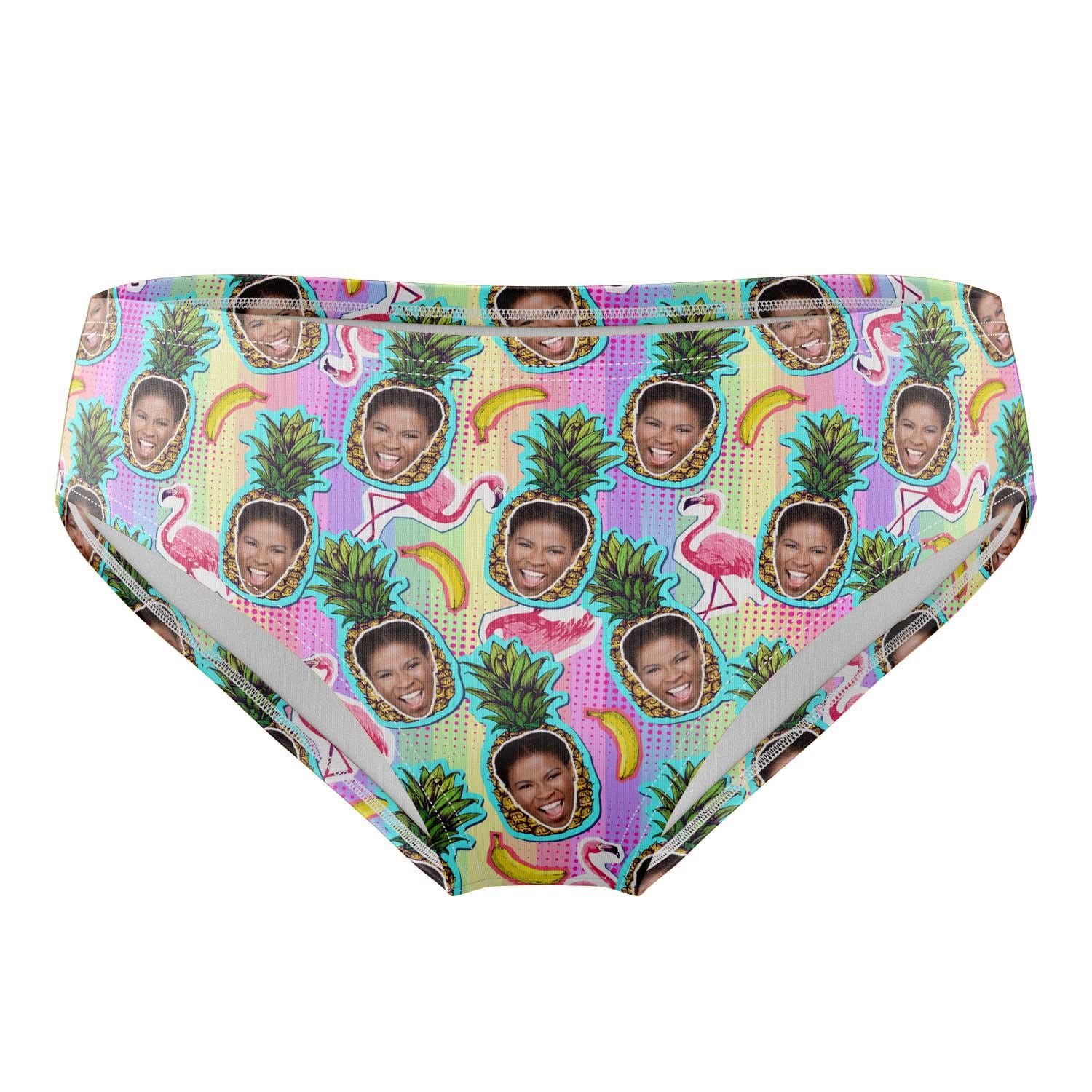Multicoloured Pineapple Face Pattern Swim Trunks
