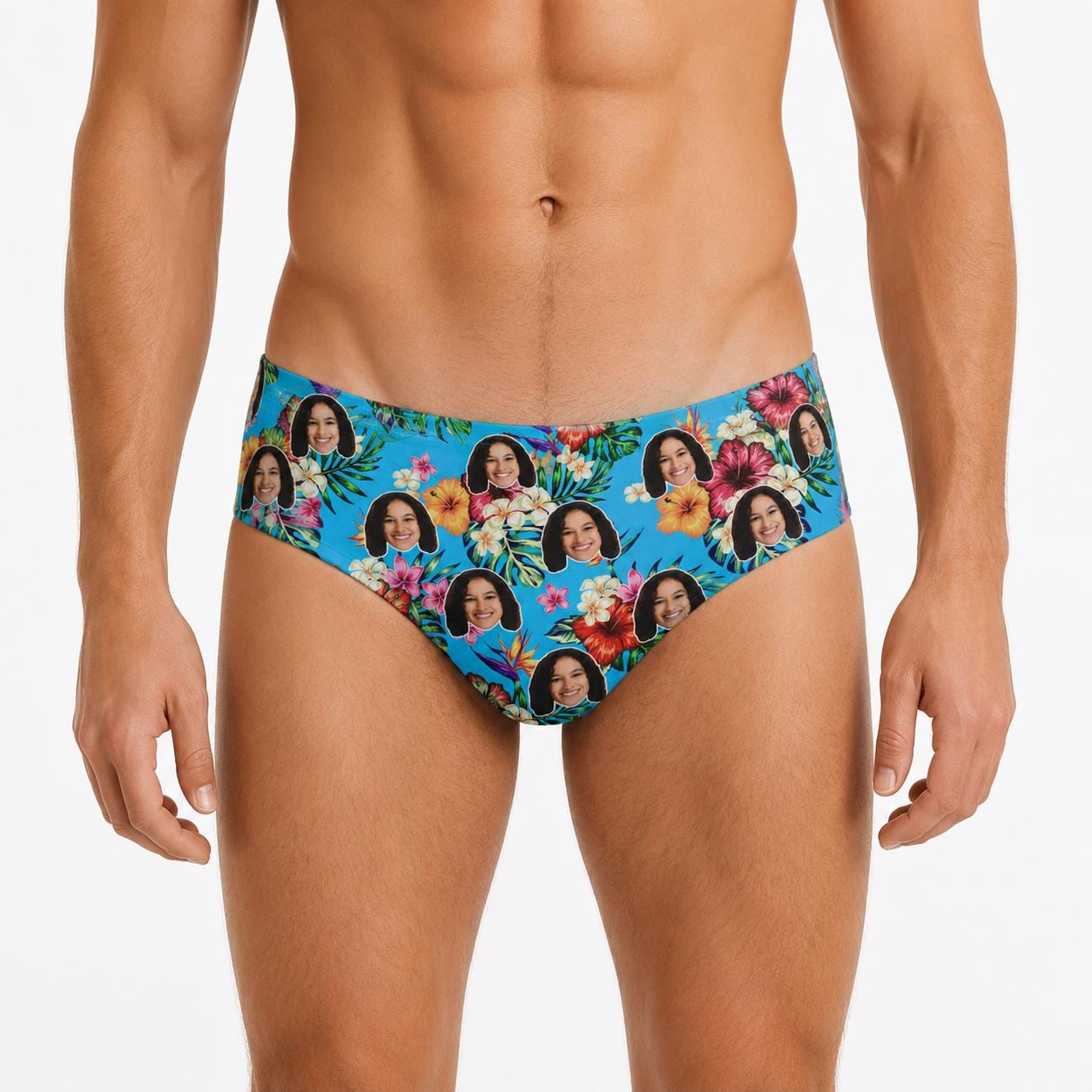 Tropical Floral Hawaiian Personalised Swim Trunks