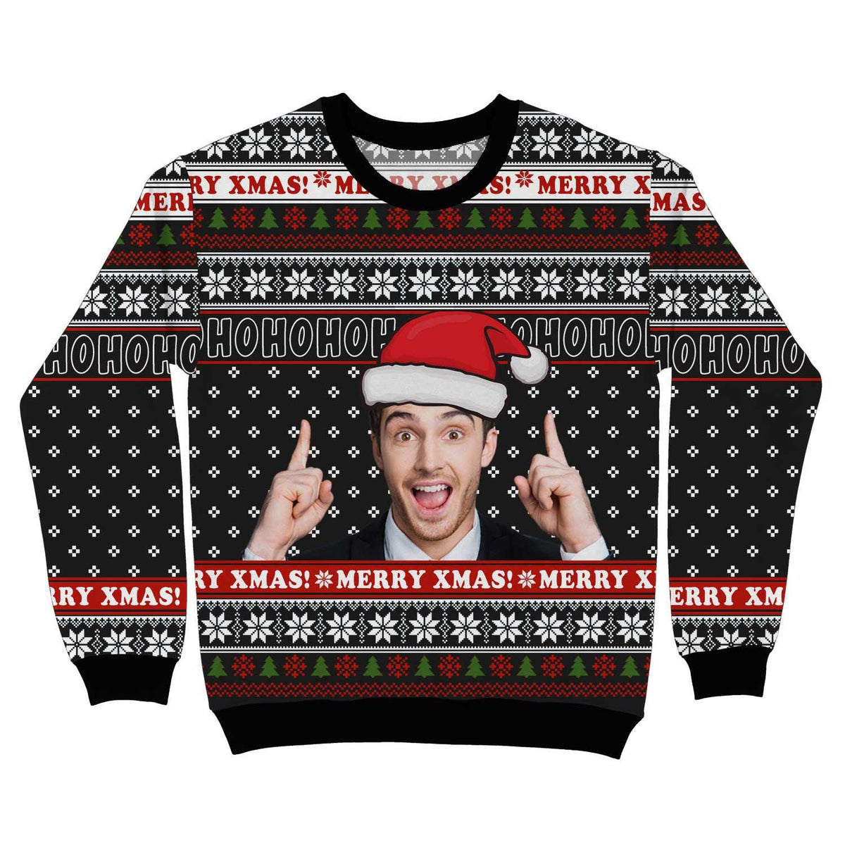 Merry Xmas HO HO HO Photo Personalised Christmas Sweatshirt