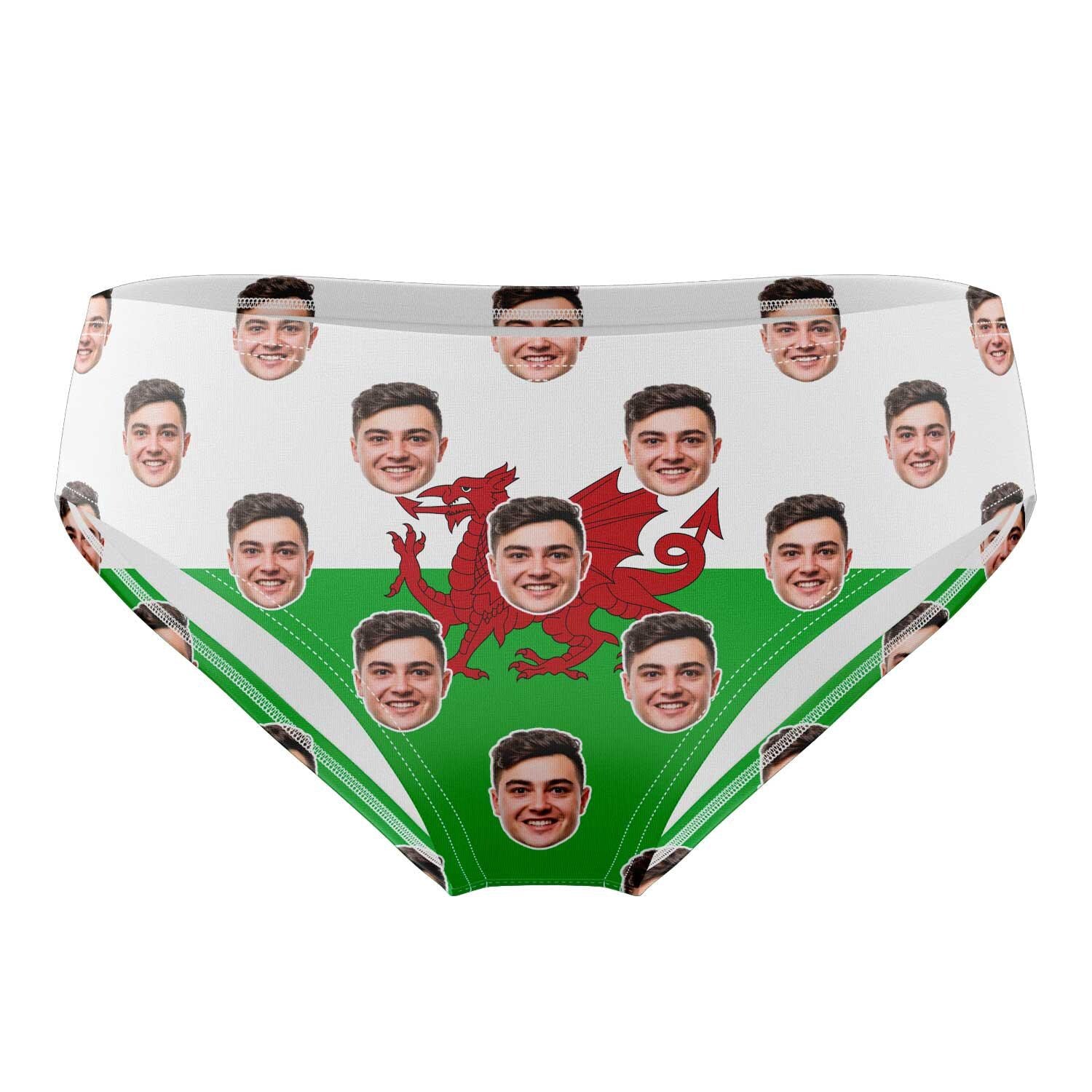 Face Pattern Wales Flag Swim Trunks