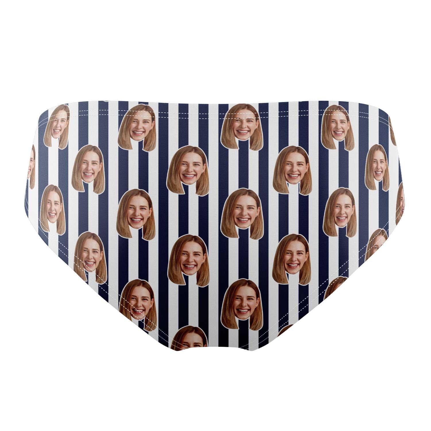 Stripe Pattern Personalised Face Swim Trunks