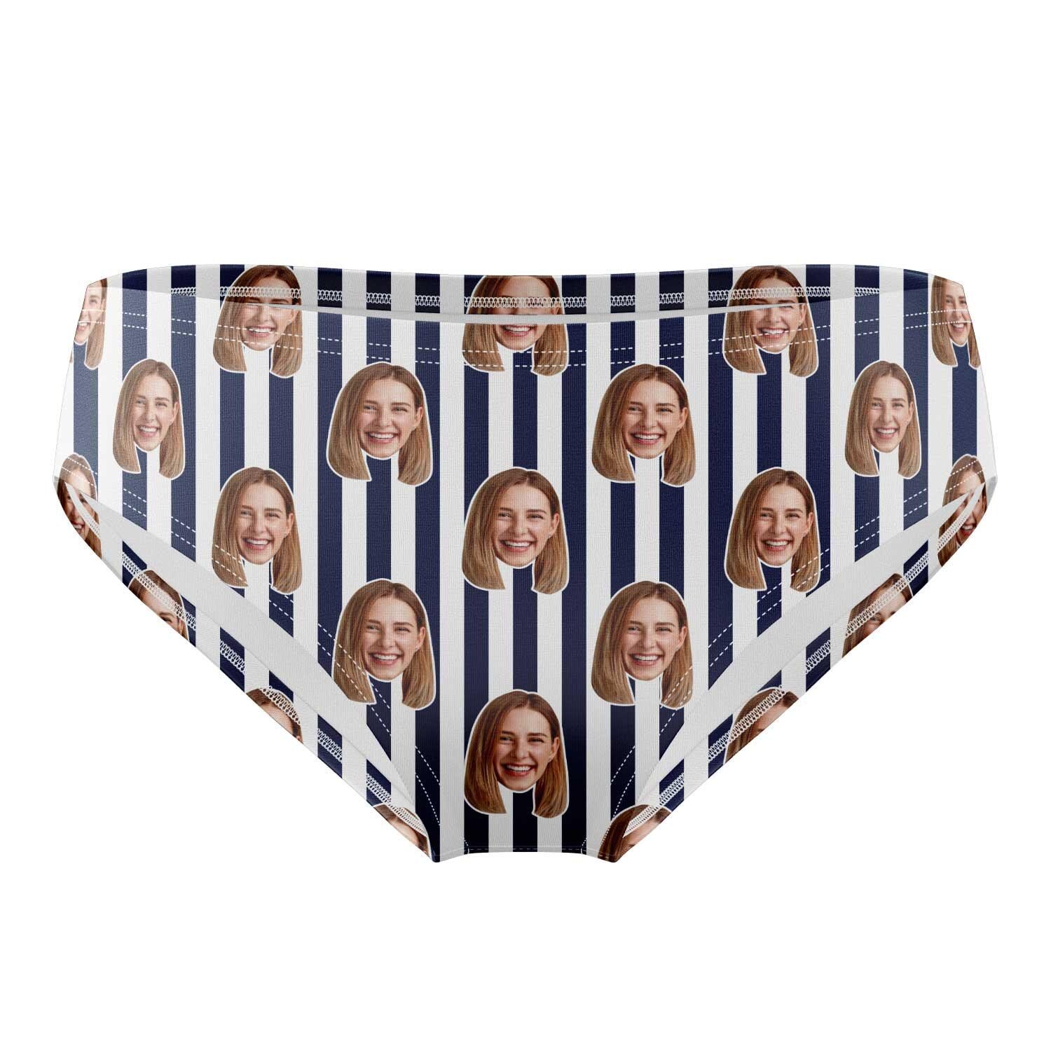 Stripe Pattern Personalised Face Swim Trunks