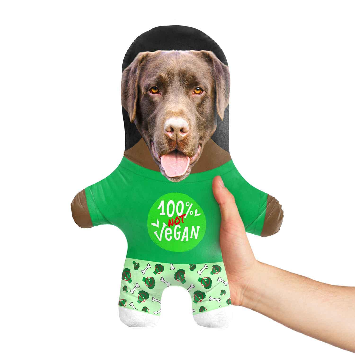 100% Not Vegan Personalised Dog Toy | Custom Photo Dog Toy | Funny Squeaky Dog Toy