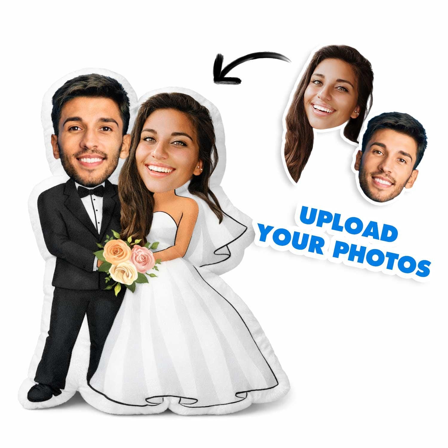 Married Couple Personalised Wedding Pillow | Custom Bride & Groom Photo Cushion | Unique Wedding Gift