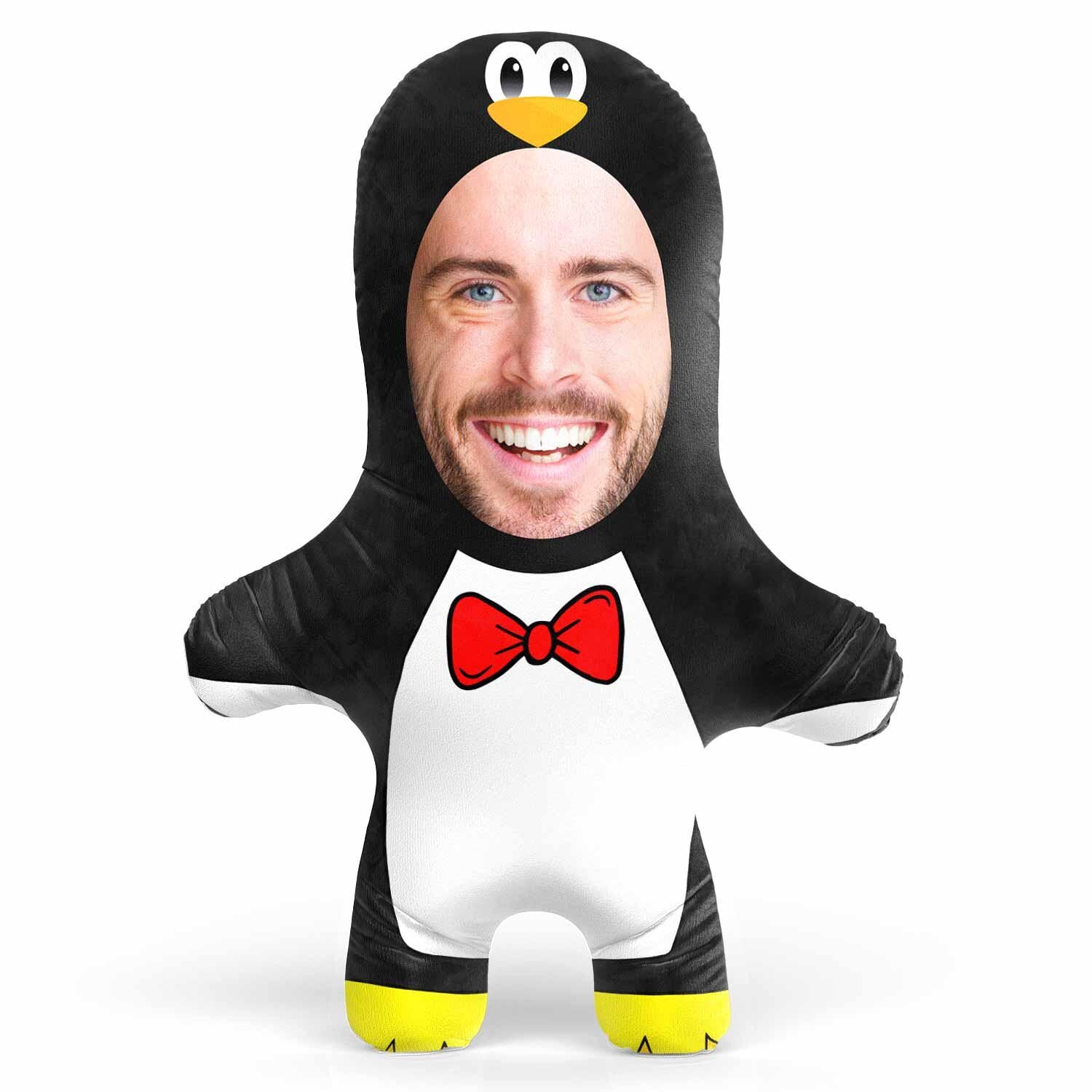 Penguin Face Pillow Personalised Teddy Bear | Custom Photo Teddy Bear | Penguin Gift