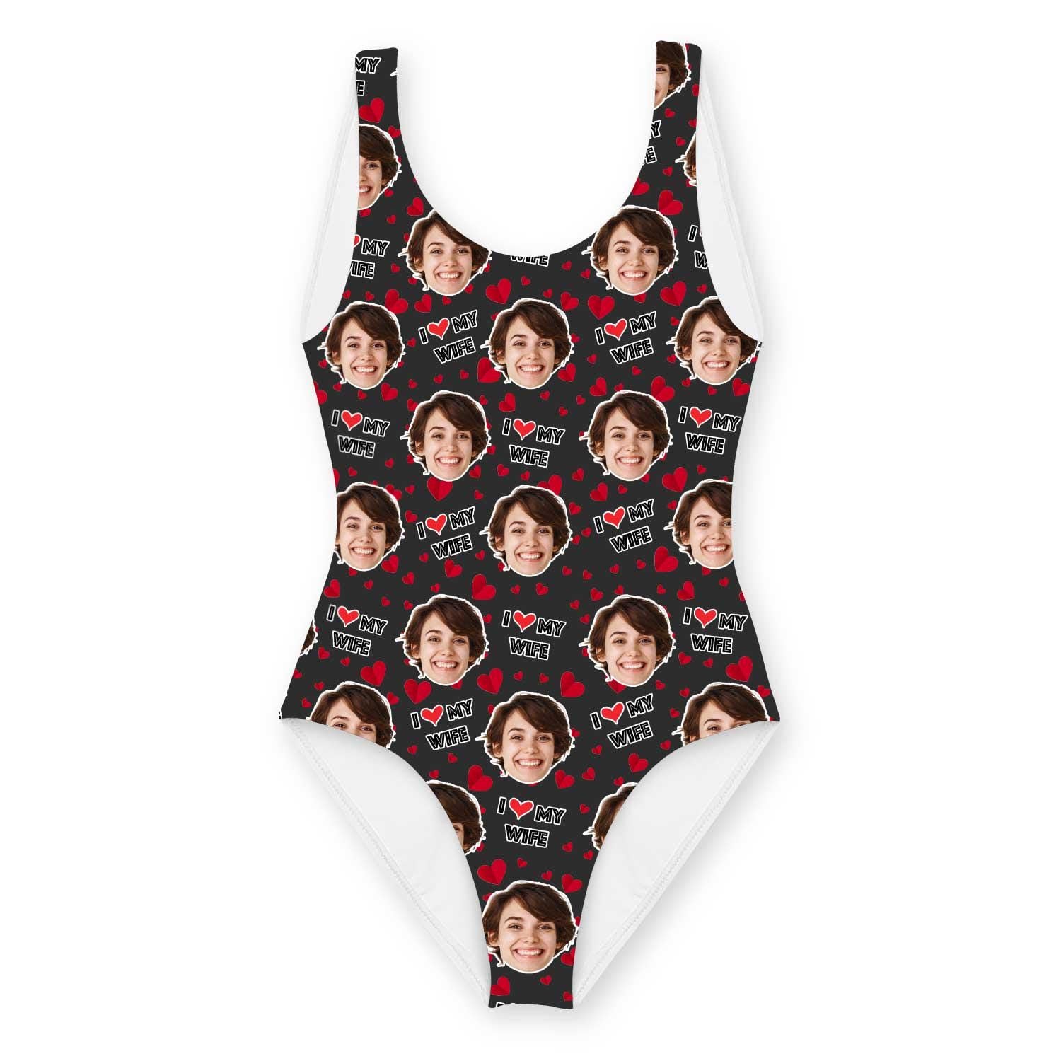 I Love My Wife Swimsuit Personalised With Face